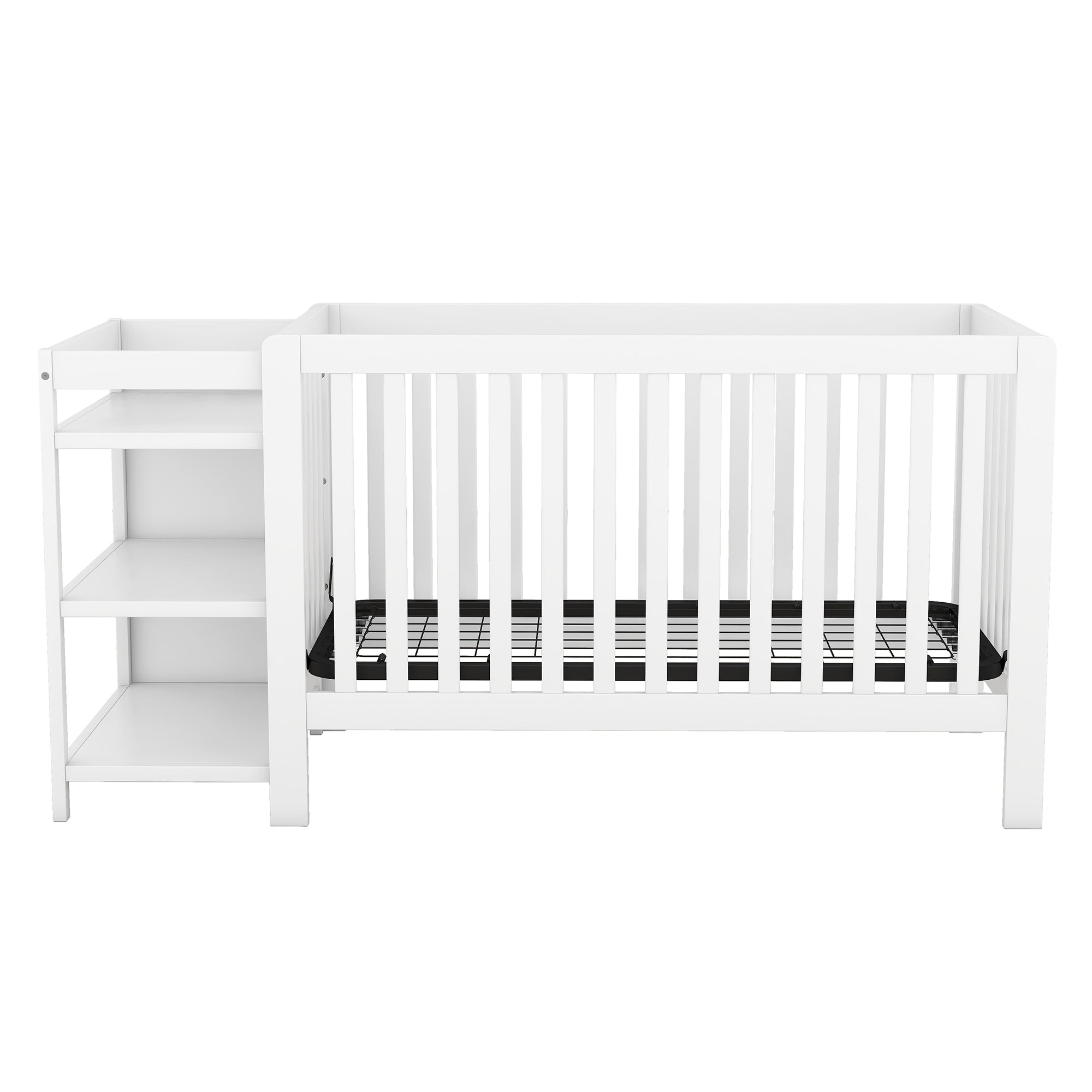 Convertible Crib/Full Size Bed with Changing Table - White