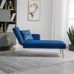 Velvet Loveseat Sofa with Metal Feet - Navy