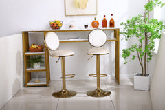 Bar Stools with Back and Footrest Counter Height Dining Chairs (Set of 2) - Beige
