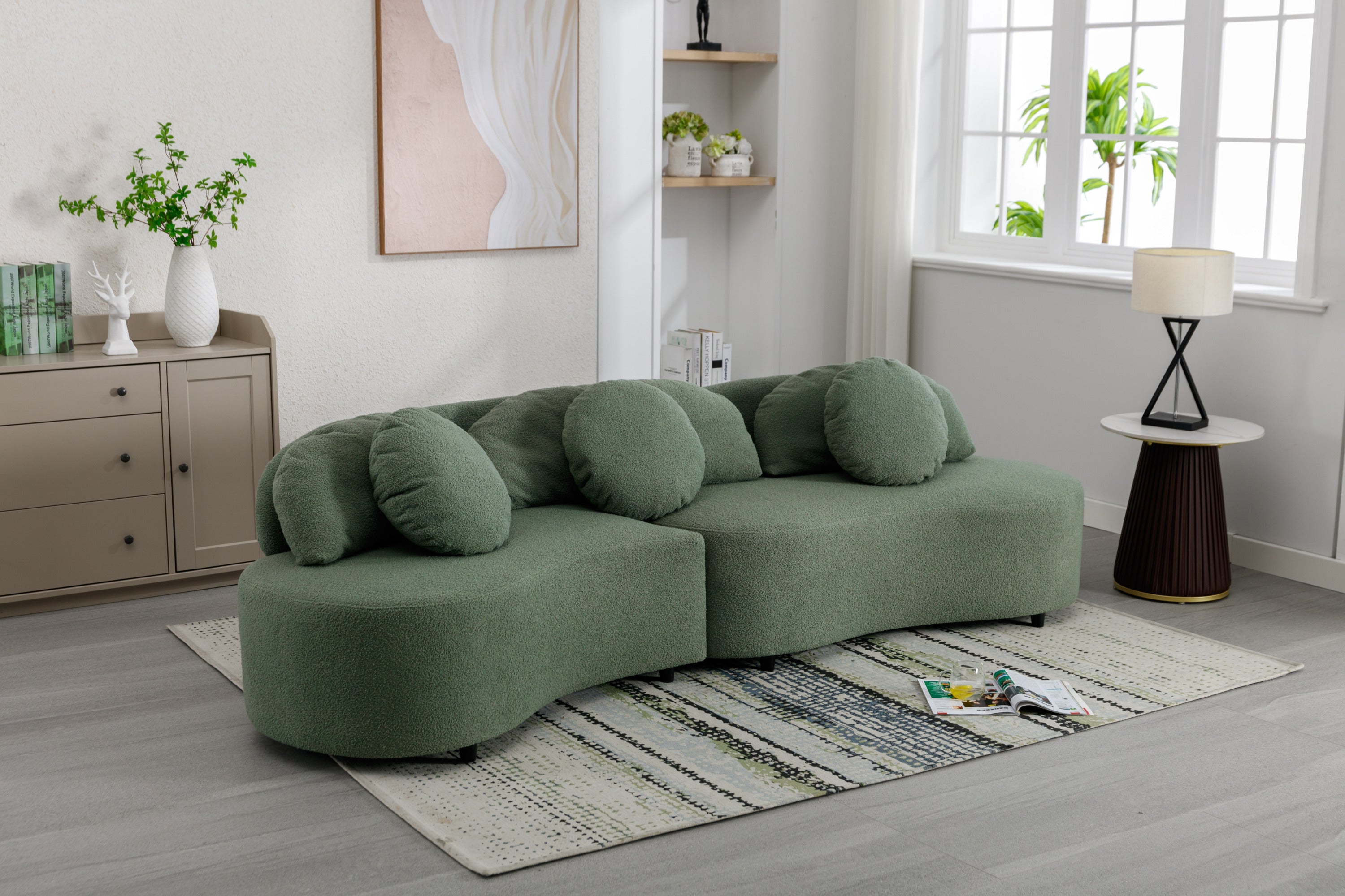 103.9" Modern Living Room Sofa Velvet Upholstered Couch Furniture - Green