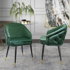 Contemporary Green & Black/Gold Dining Chair (Set of 2)