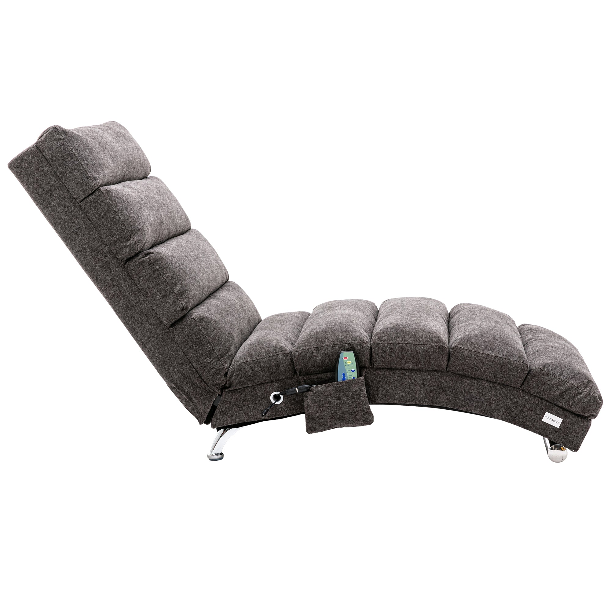 Linen Modern Long Lounger Chair - Dark Gray