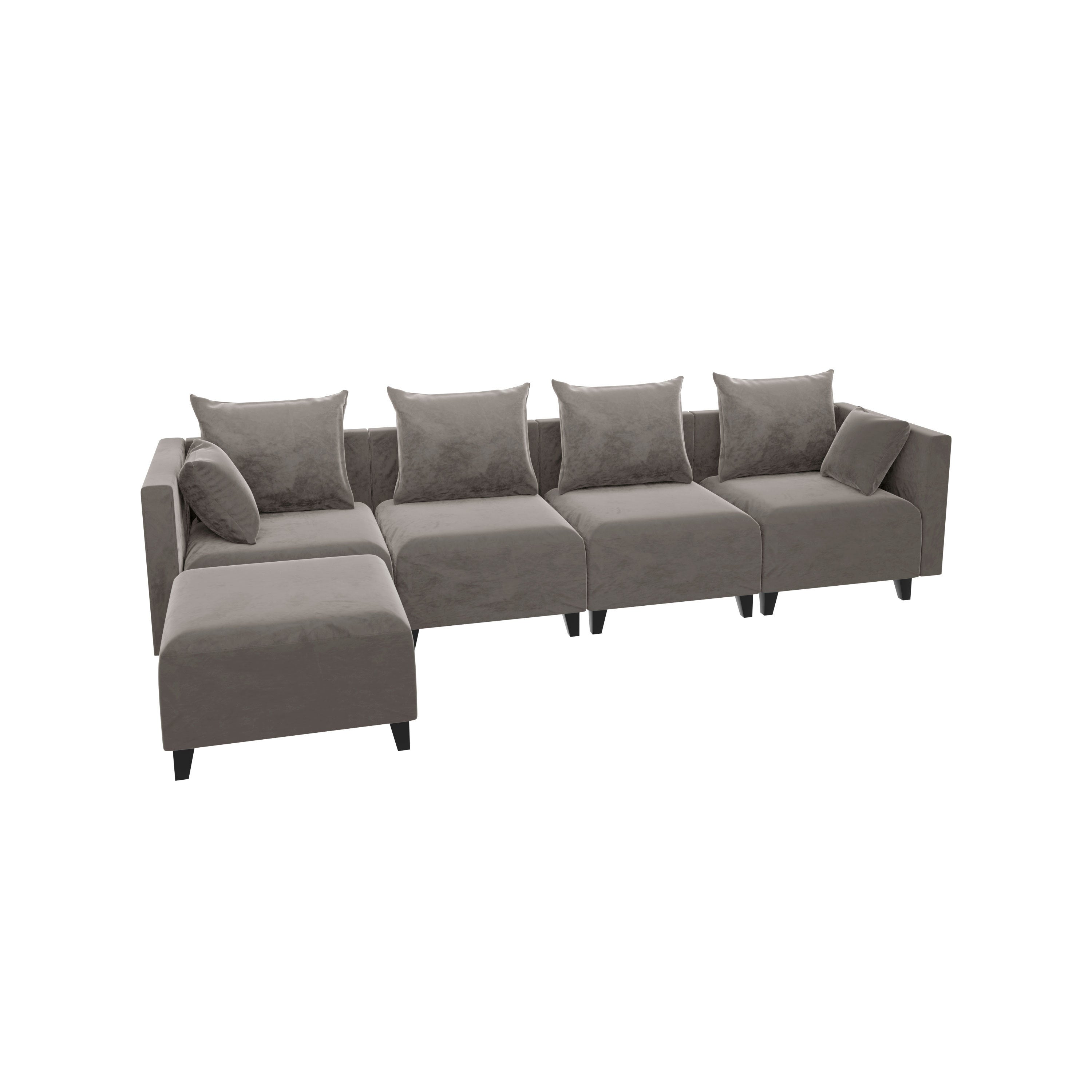 Sectional Sofa modular Couch L Shape with  Pillows - Camel