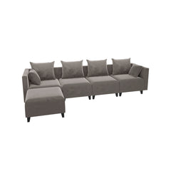 Sectional Sofa modular Couch L Shape with  Pillows - Camel