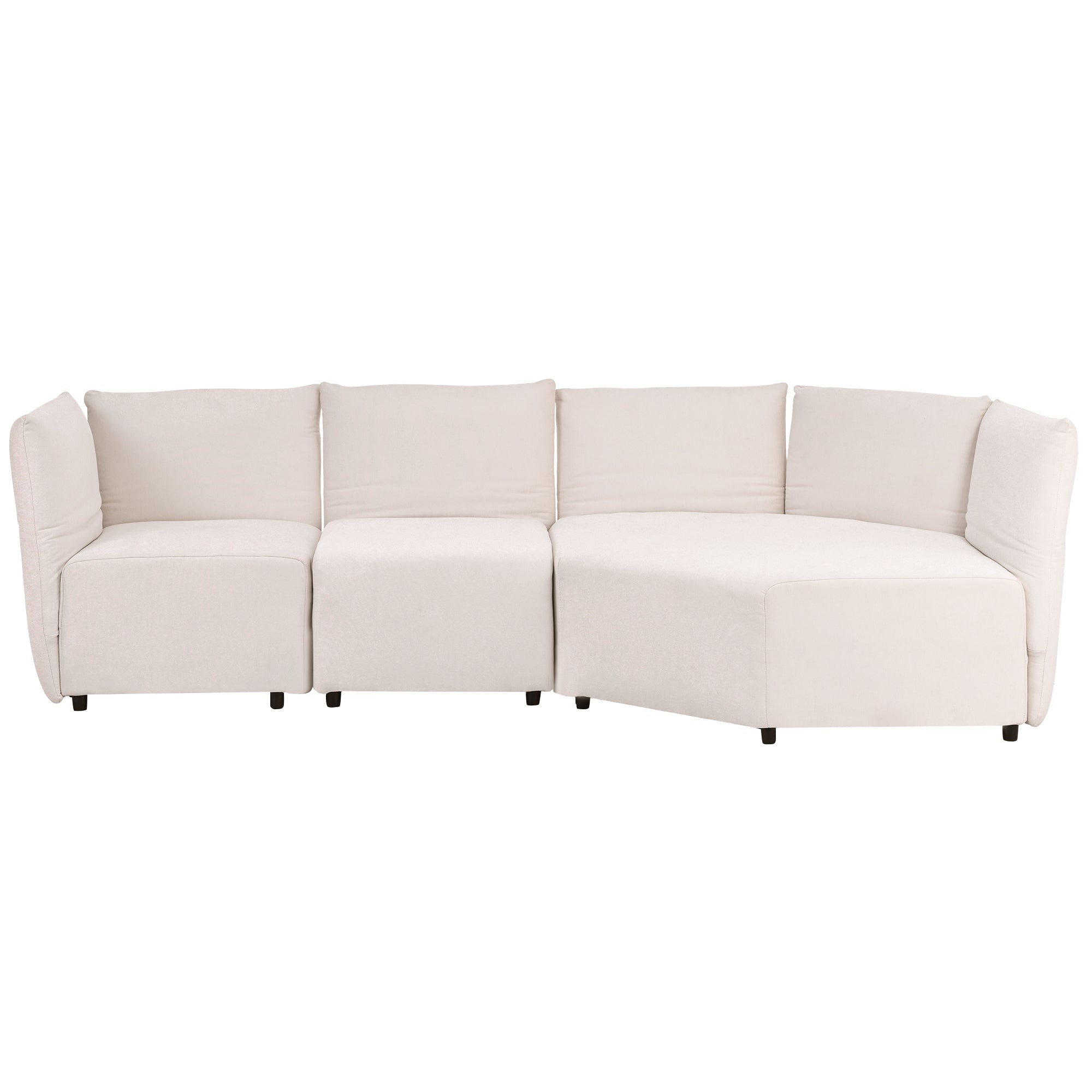 Stylish Sofa Set with Polyester Upholstery with Adjustable Back with Free Combination for Living Room - Beige
