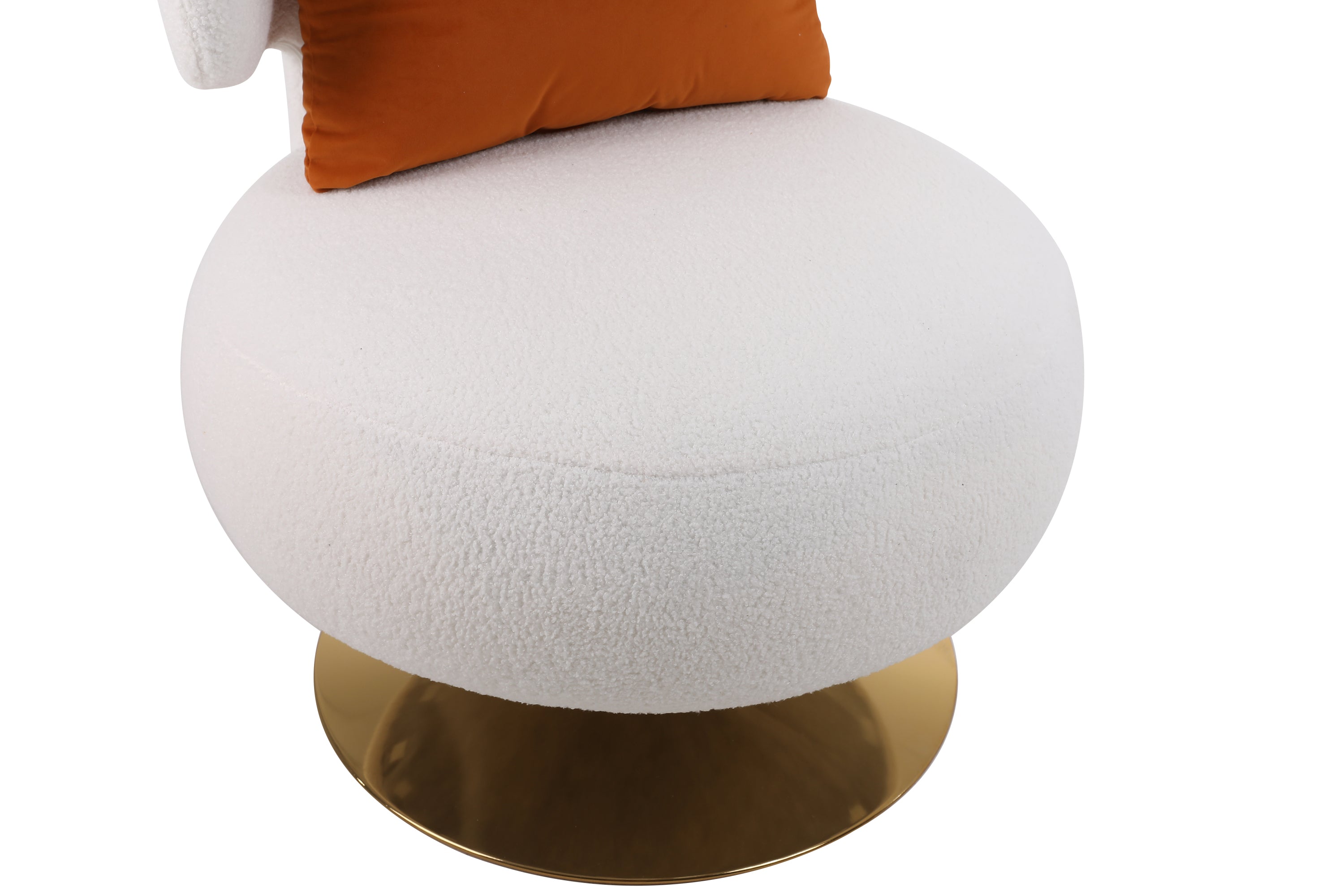 Swivel Accent Chair Armchair, Round Barrel Chair in Fabric  - White