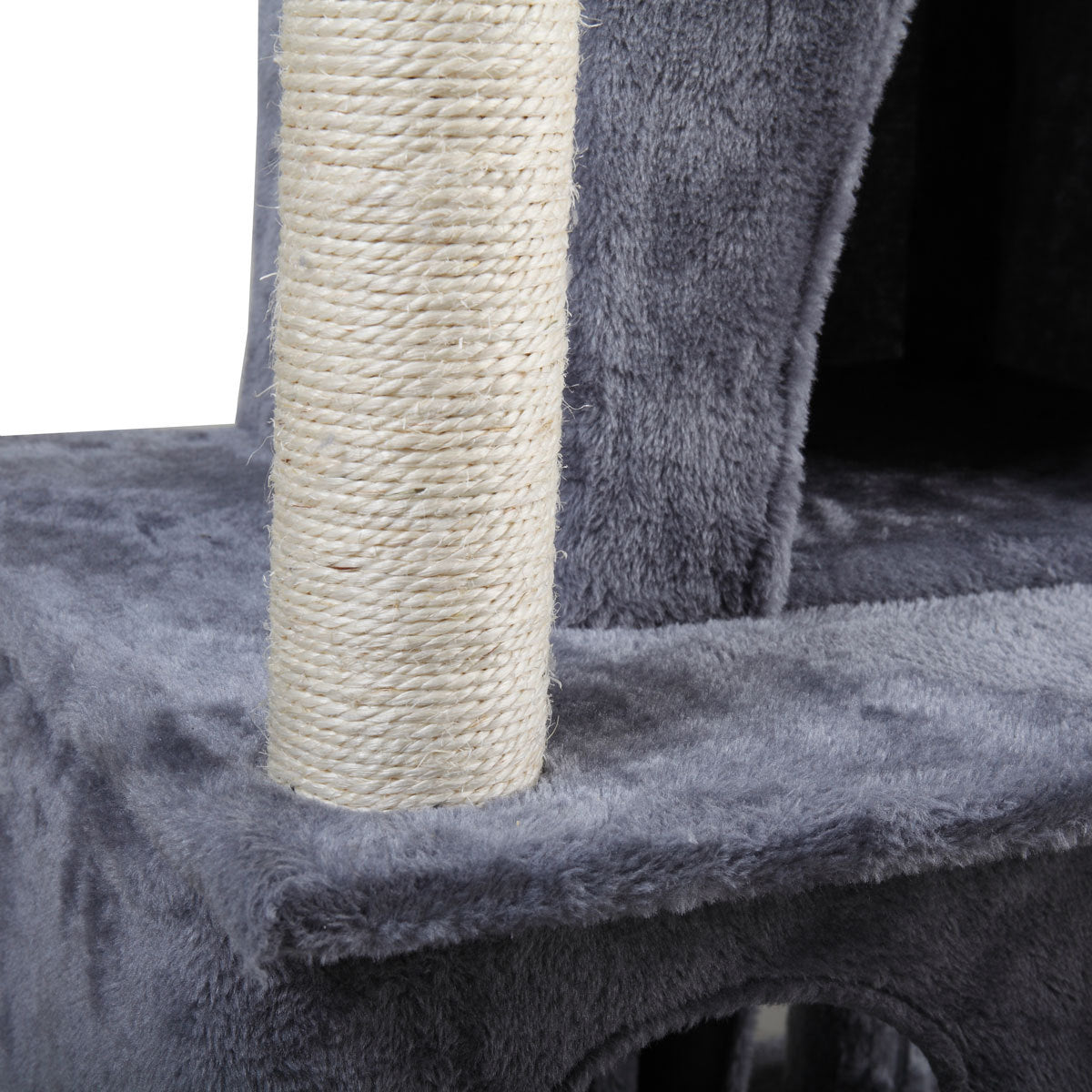 Double-layer Cat Tree with Cat house and Ladder - Light gray