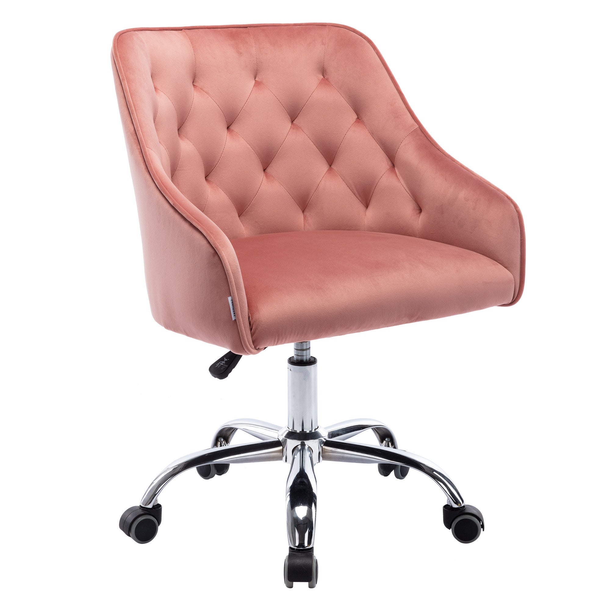 Modern Velvet Swivel Chair with Silver Feet - Pink