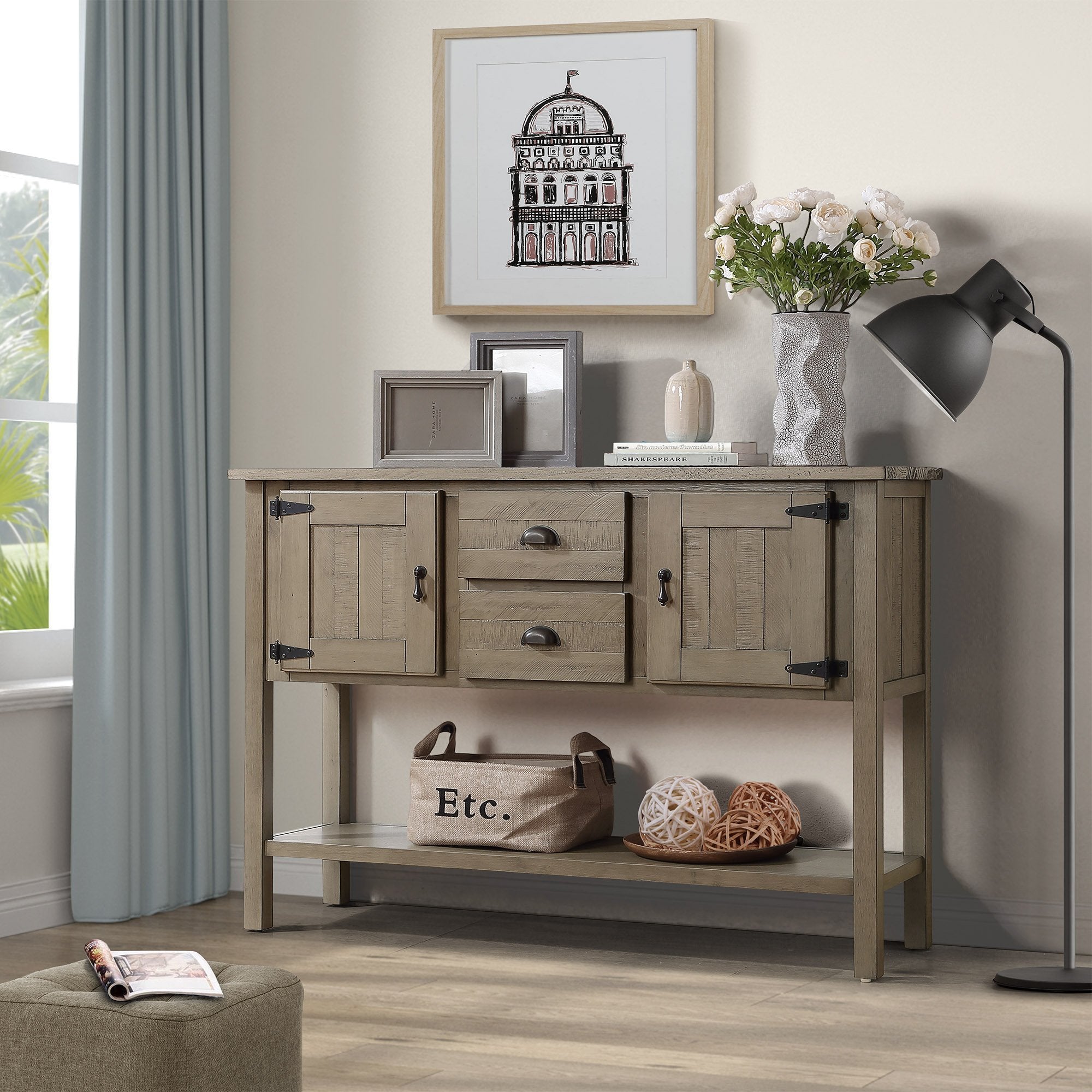 Solid wood console table