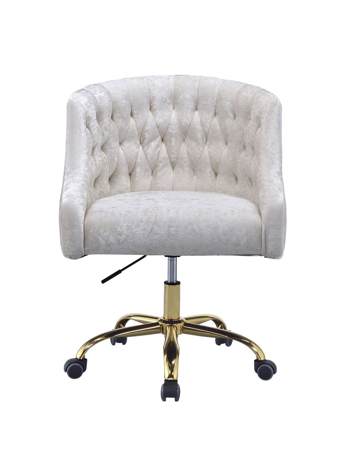Elegant Velvet Office Chair - Vintage Cream & Gold