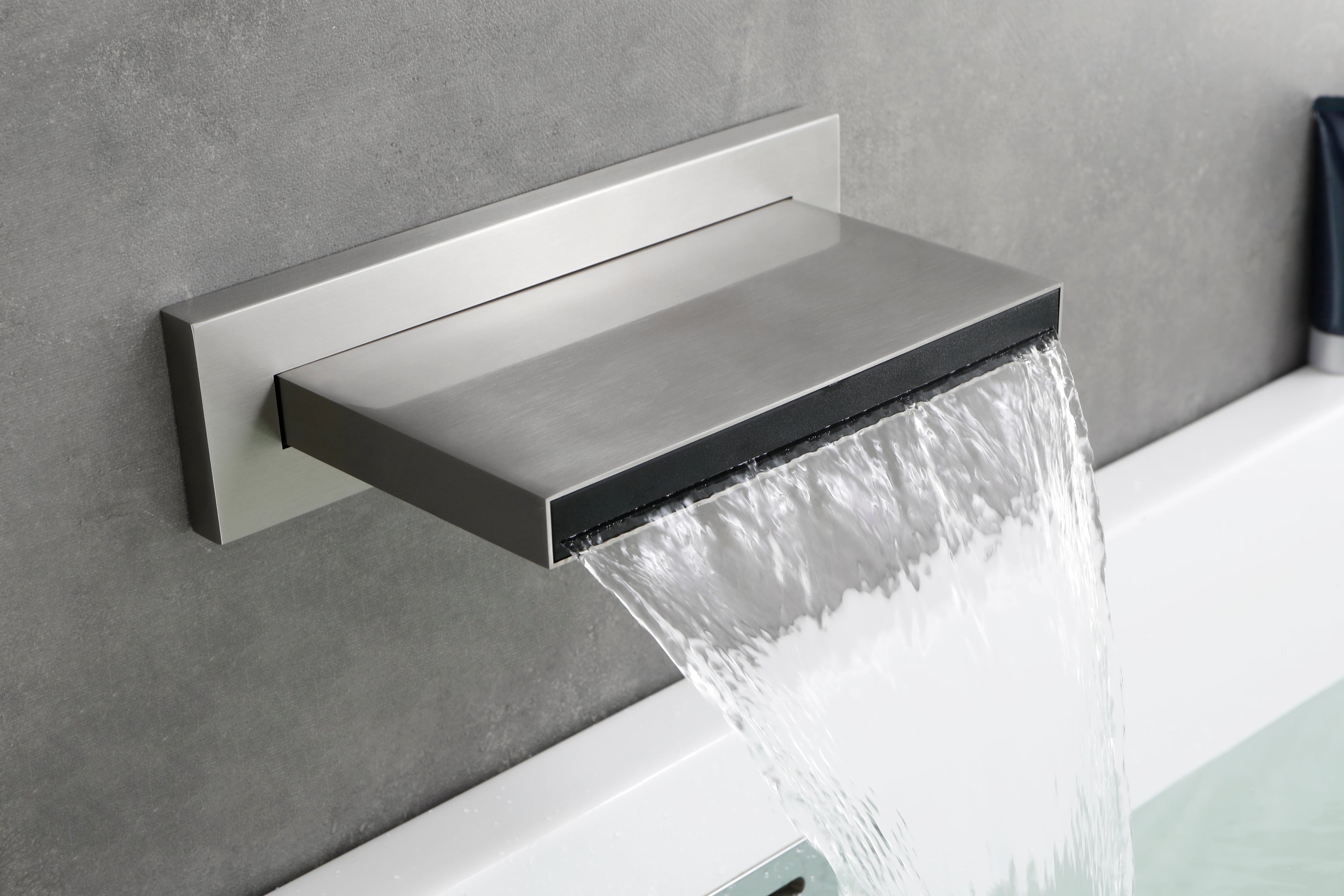 Shower Waterfall Tub Faucet Wall Mount Tub Filler Spout For Bathroom sink High Flow Cascade Waterfall - Brushed Nickel