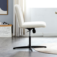 MAICOSY Swivel Home Office Desk Chairs Armless Adjustable 360 Velvet White Chair