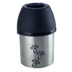 Plastic Fin Cap Pet Travel Water Bottle in Stainless Steel, Small - Silver and Black