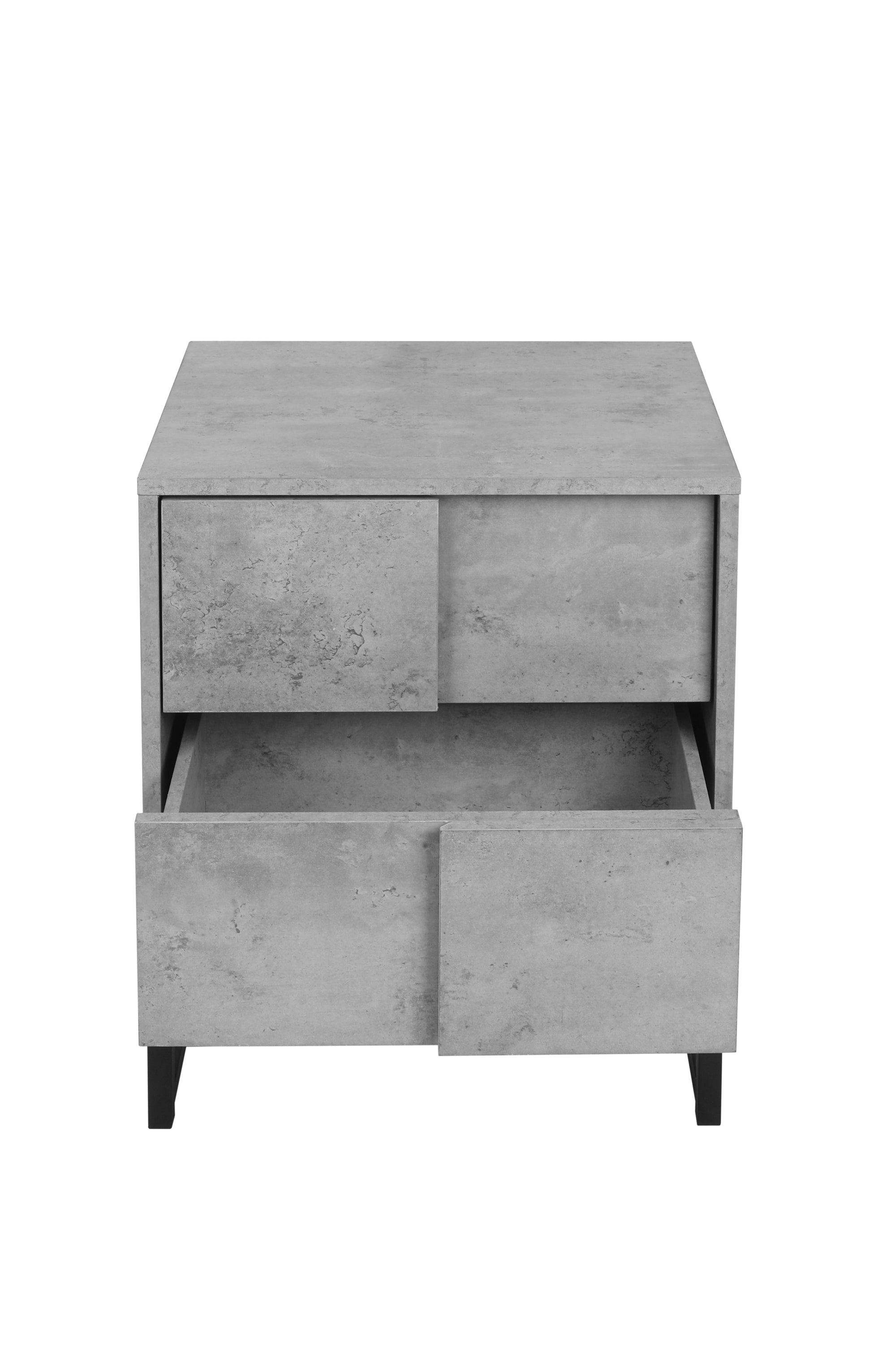 2 Drawer Nightstand,geometric elements - Cement Grey