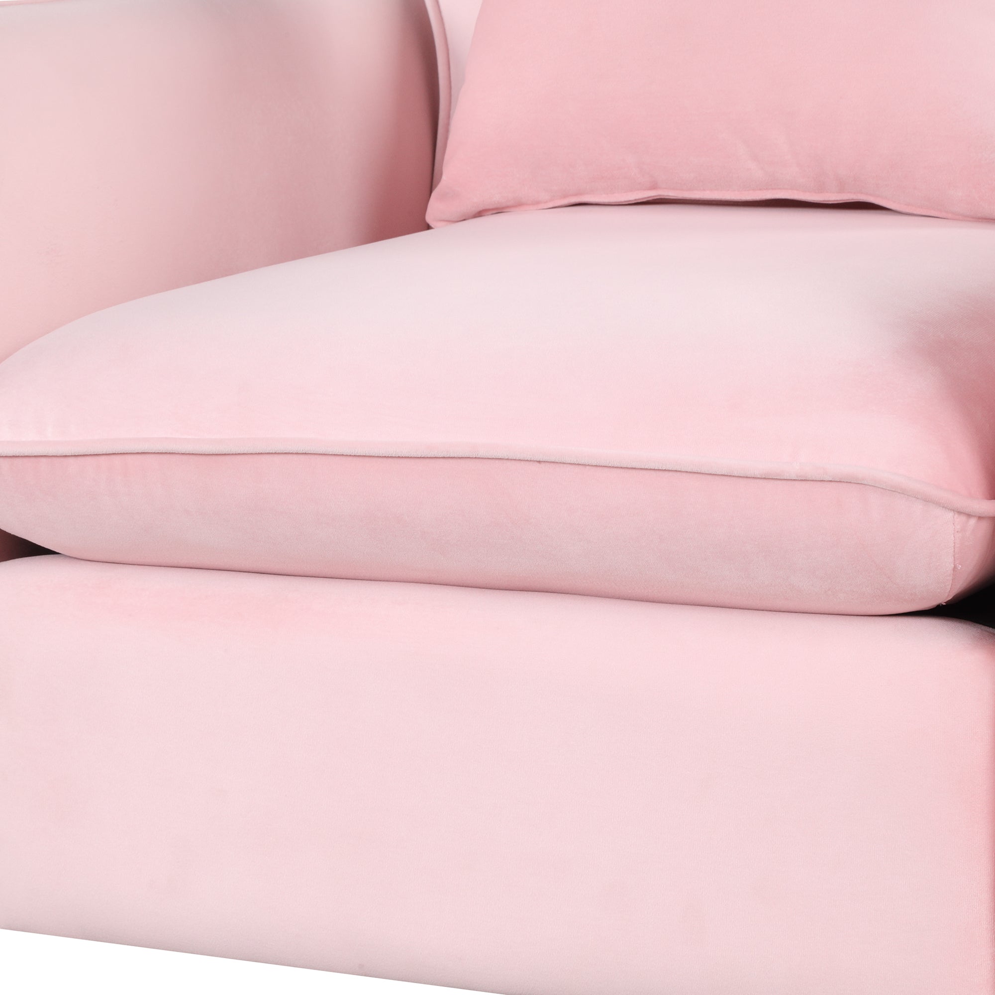 MAICOSY Modern Armchair with Ottoman Fabric Single Sofa Foot Rest & Pillow Pink