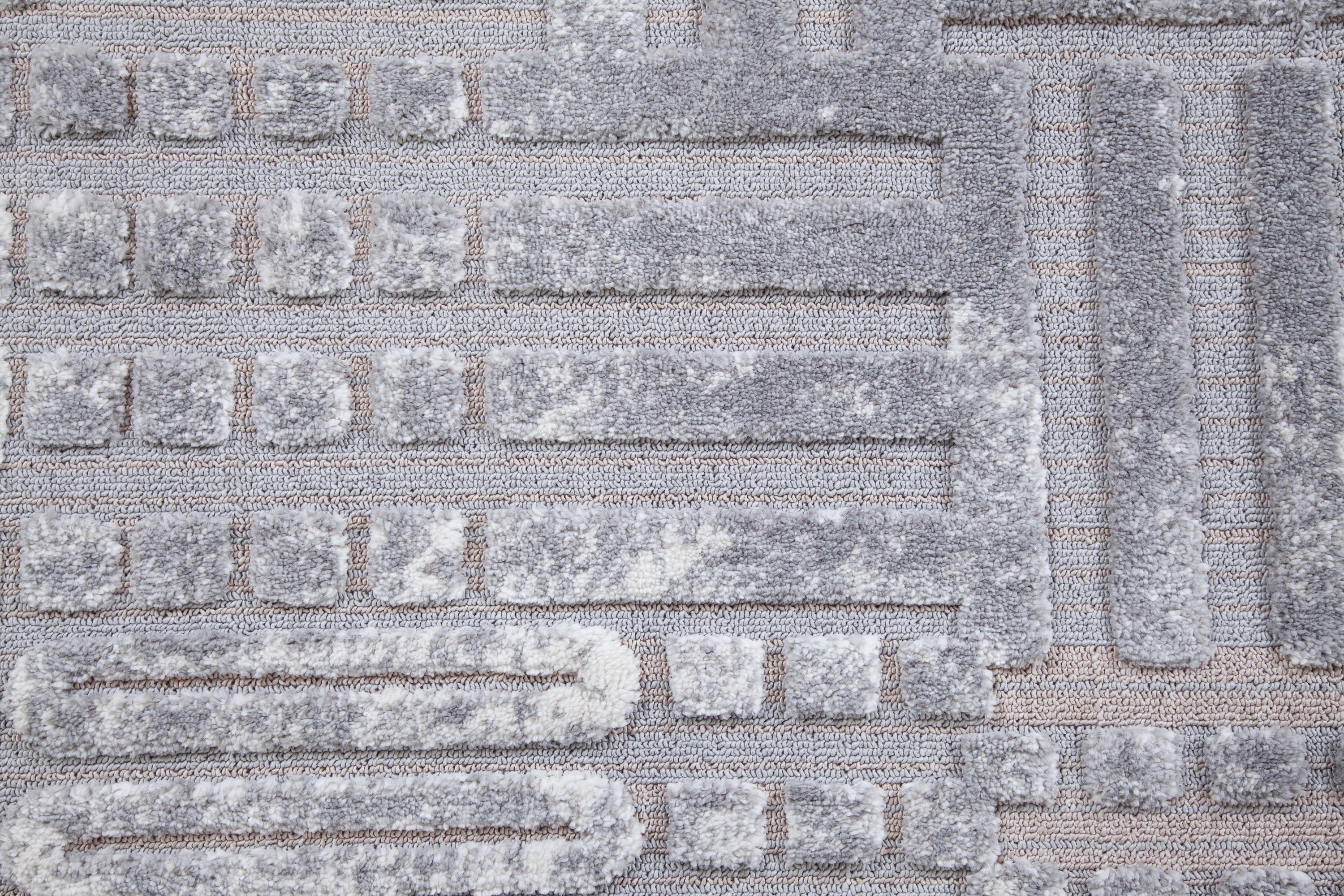 Graphics Gray and Beige Polyester Area Rug 5x8