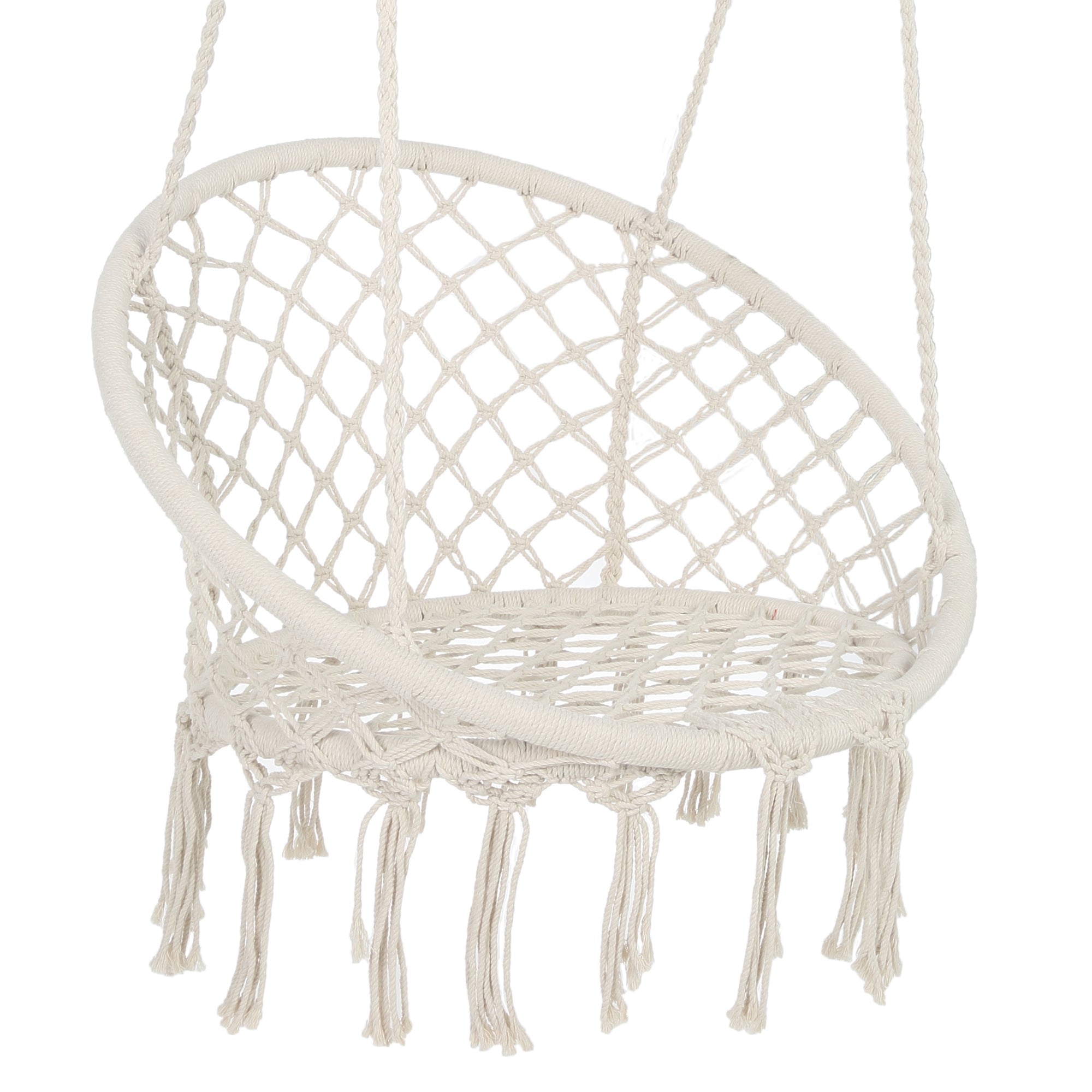 Hammock Chair Swing Hanging Cotton Rope for Indoor and Outdoor - Beige