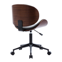 Bentwood Adjustable Office Chair, Mix Color PU Leather Upholstery and Black Foot