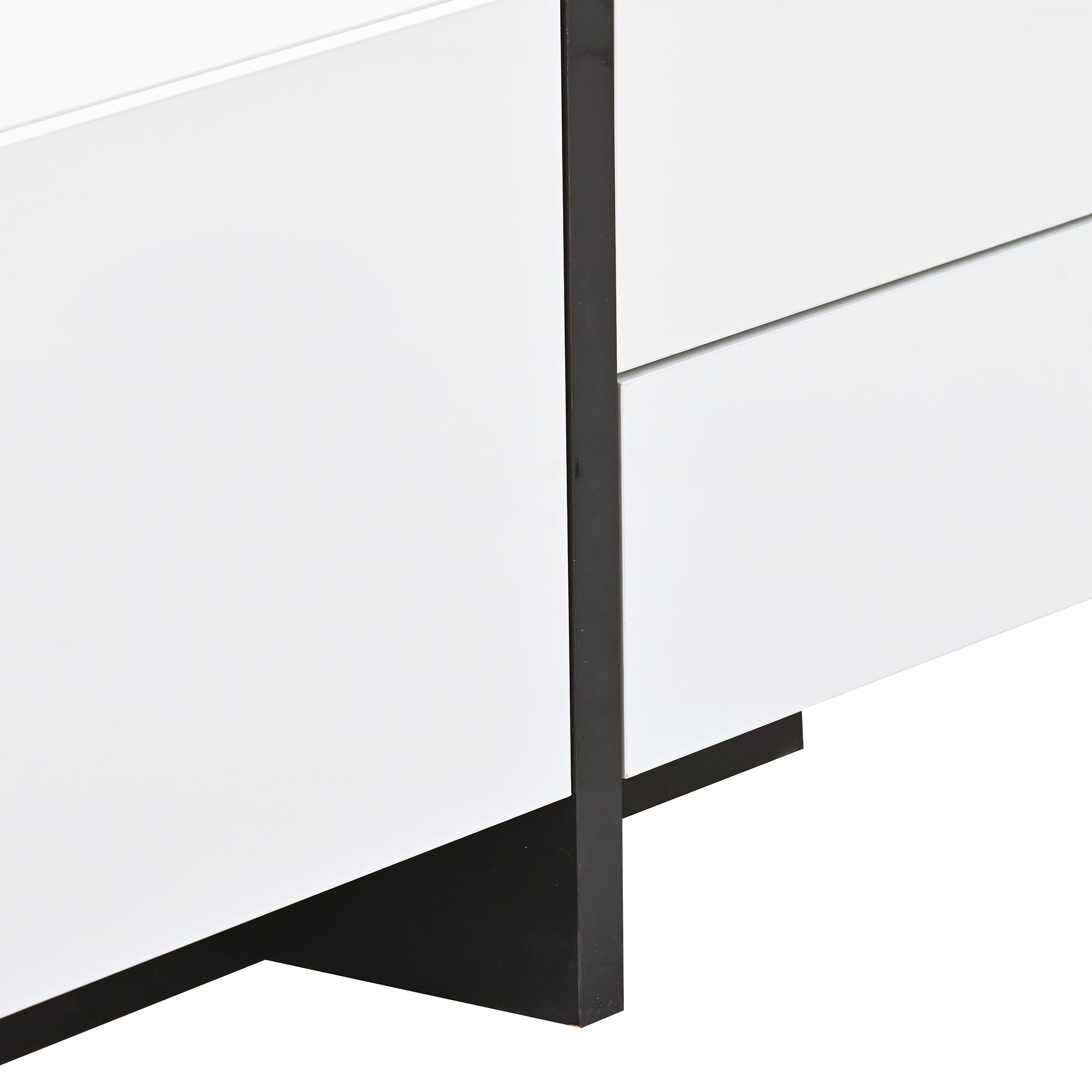 Contemporary Design TV Stand for TVs Up to 80” with High Gloss UV Surface - White & Black