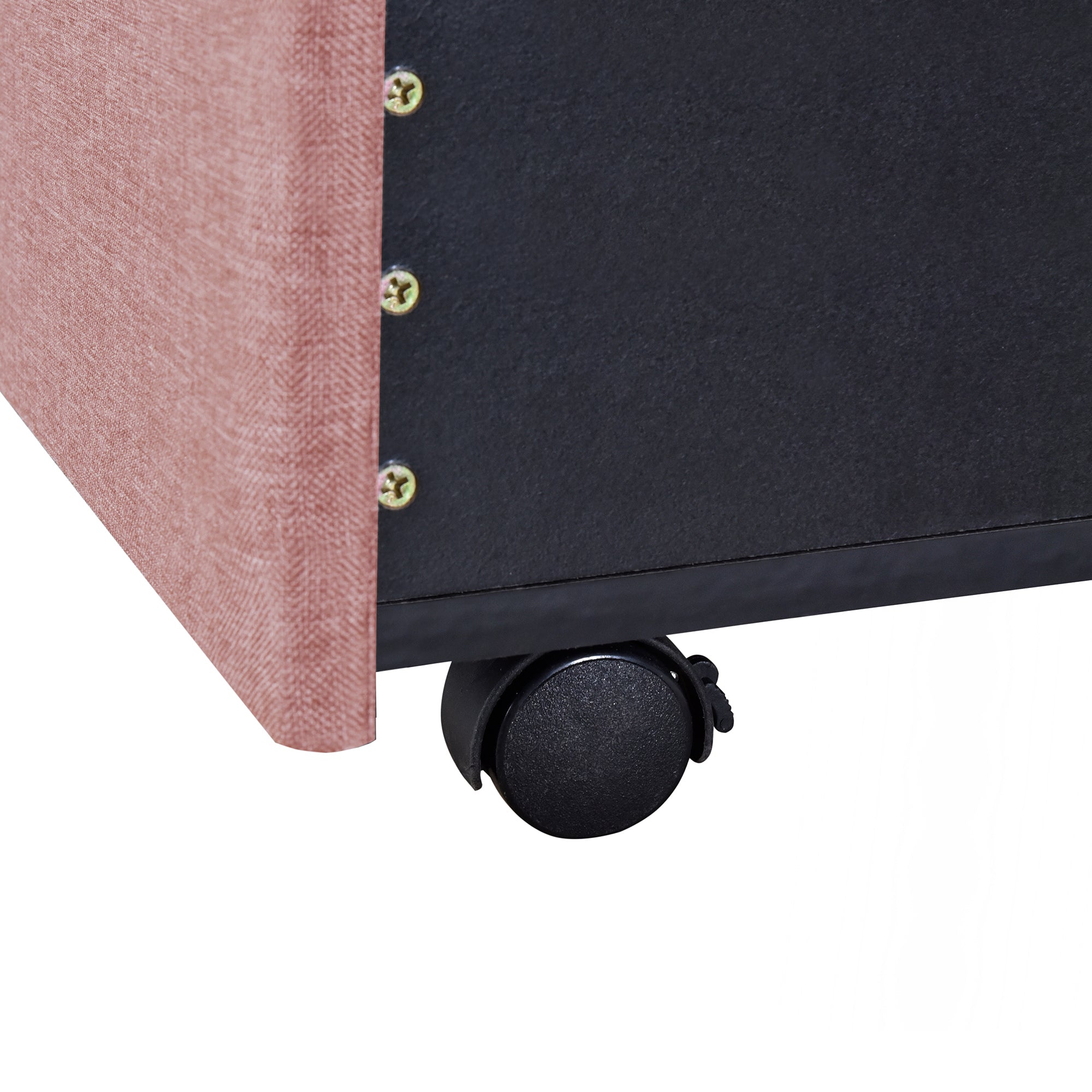 Queen Size Storage Bed Linen Upholstered Platform Bed with 3 Drawers - Pink