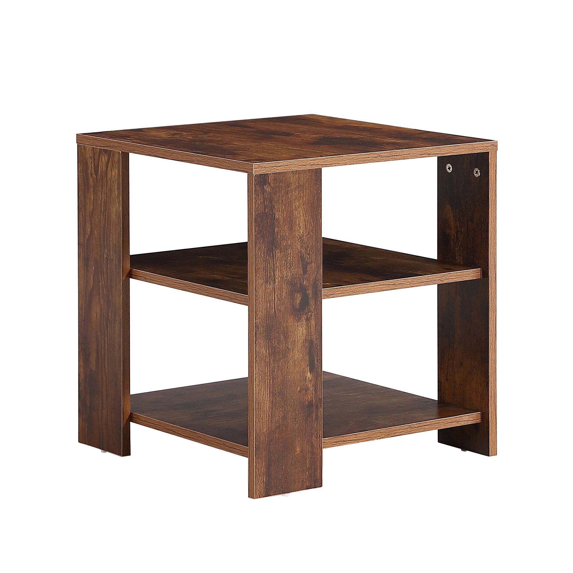 Square 3-tier end Accent Table Rustic Brown