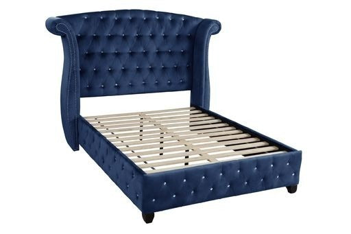 Elegant Queen Size Bed - Blue