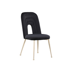 Mid Century Velvet Upholstered Dining Chairs with Metal Legs (Set of 2) - Black