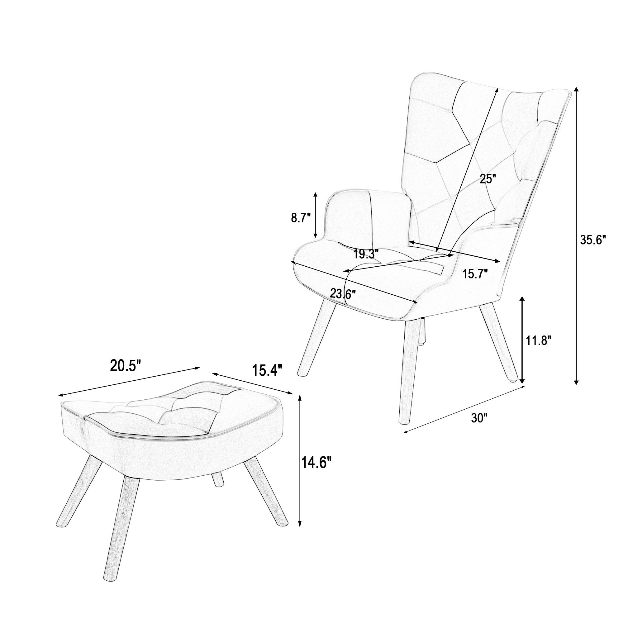 Comfy Side Armchair for Bedroom, Creative Splicing Cloth Surface - Blue