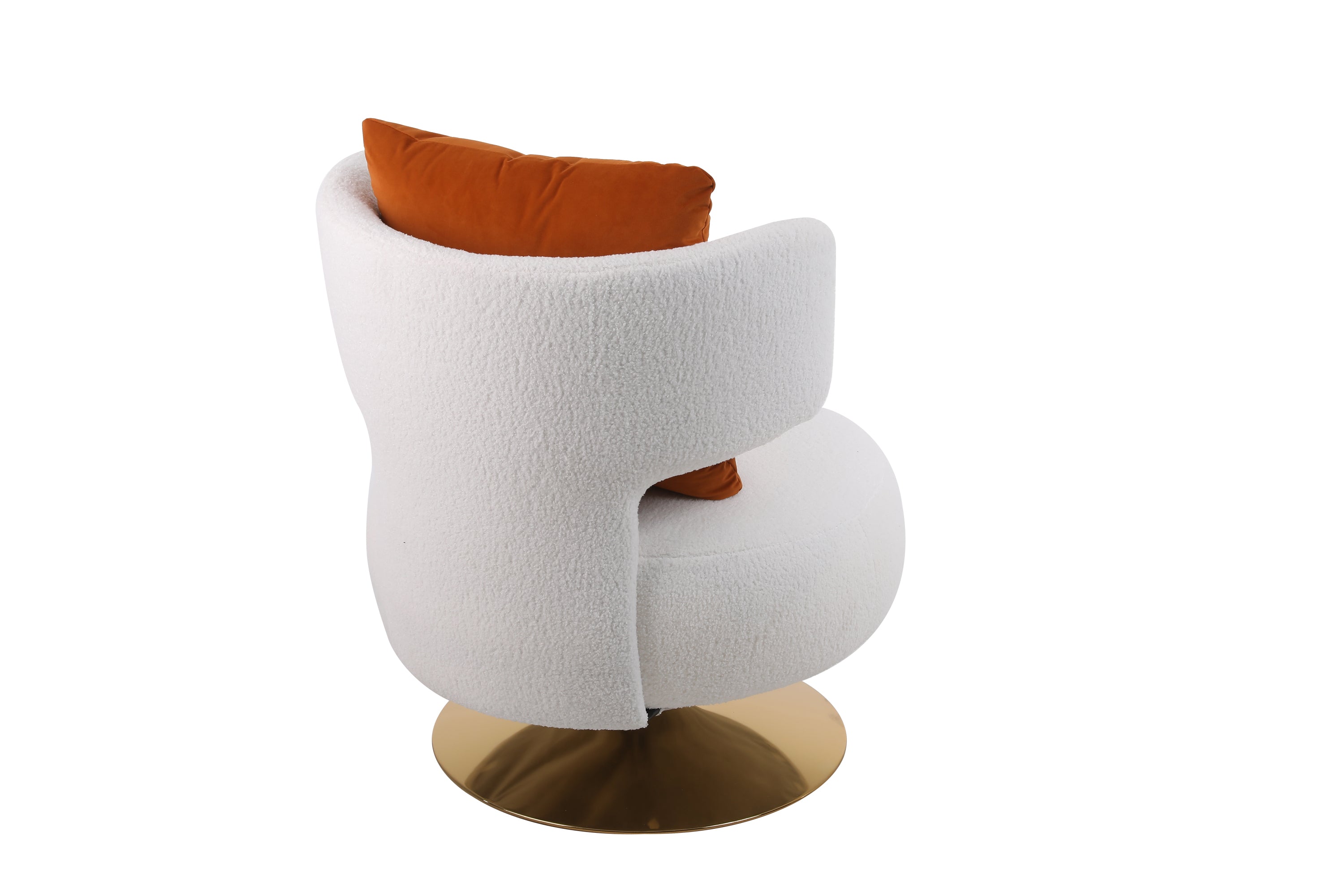 Swivel Accent Chair Armchair, Round Barrel Chair in Fabric  - White