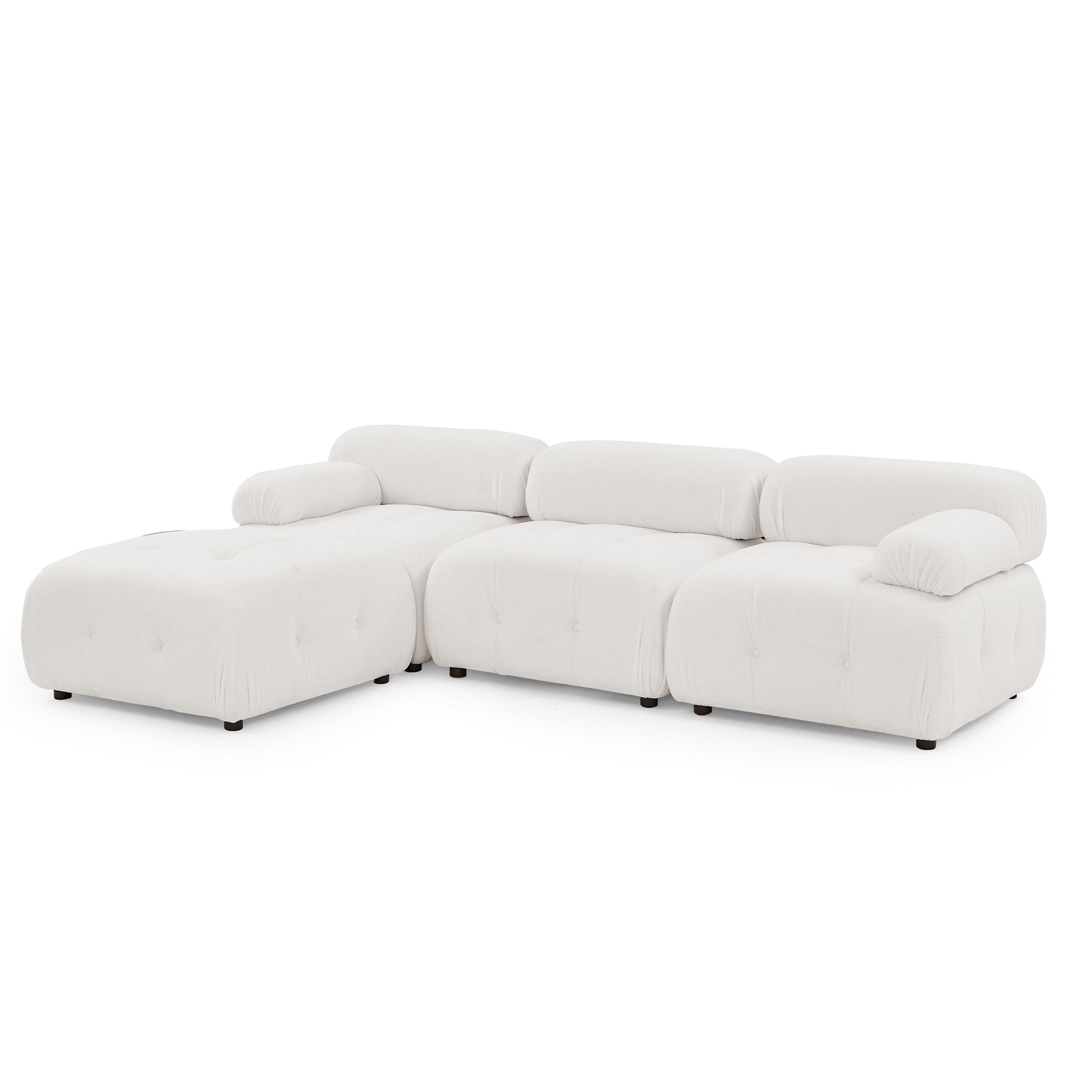 Modular Sectional Sofa, Button Tufted Designed and DIY Combination,L Shaped Couch with Reversible Ottoman - Ivory Teddy Fabric