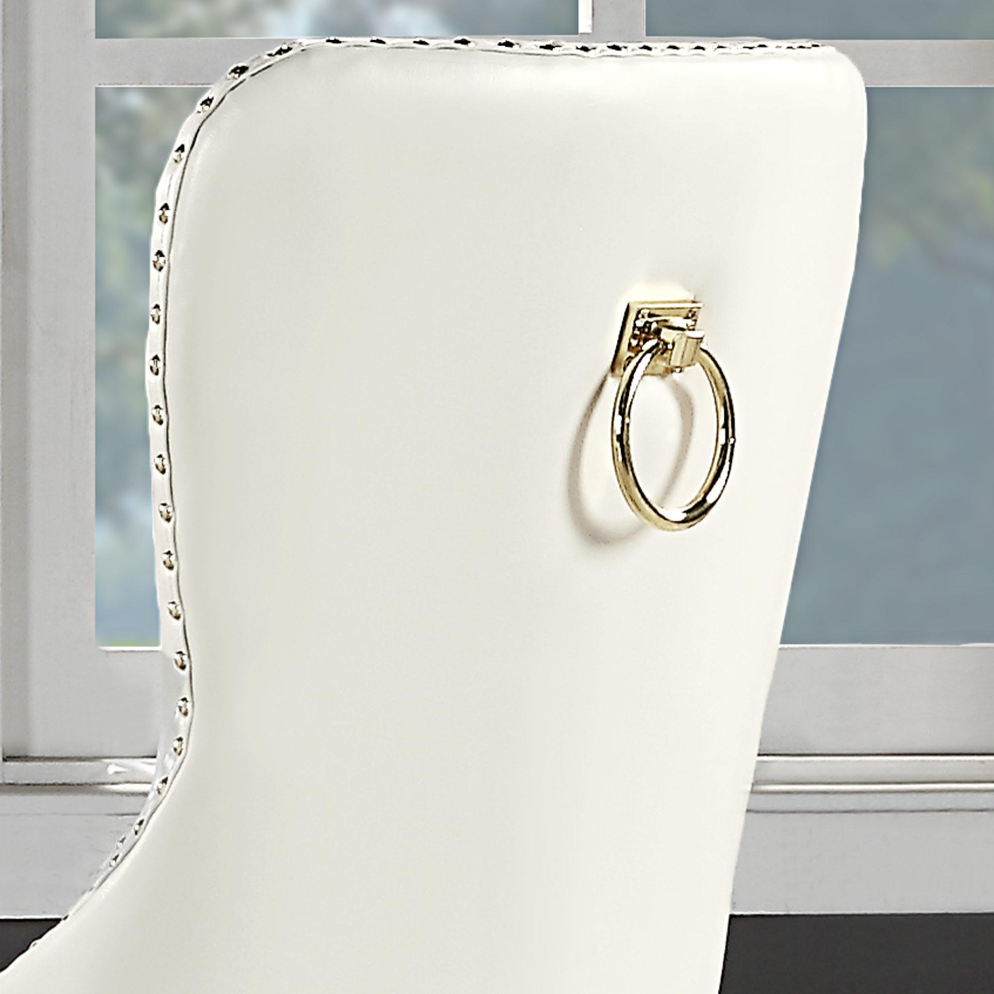 Modern Leatherette Dining Chairs II (Set of 2) - White and Gold