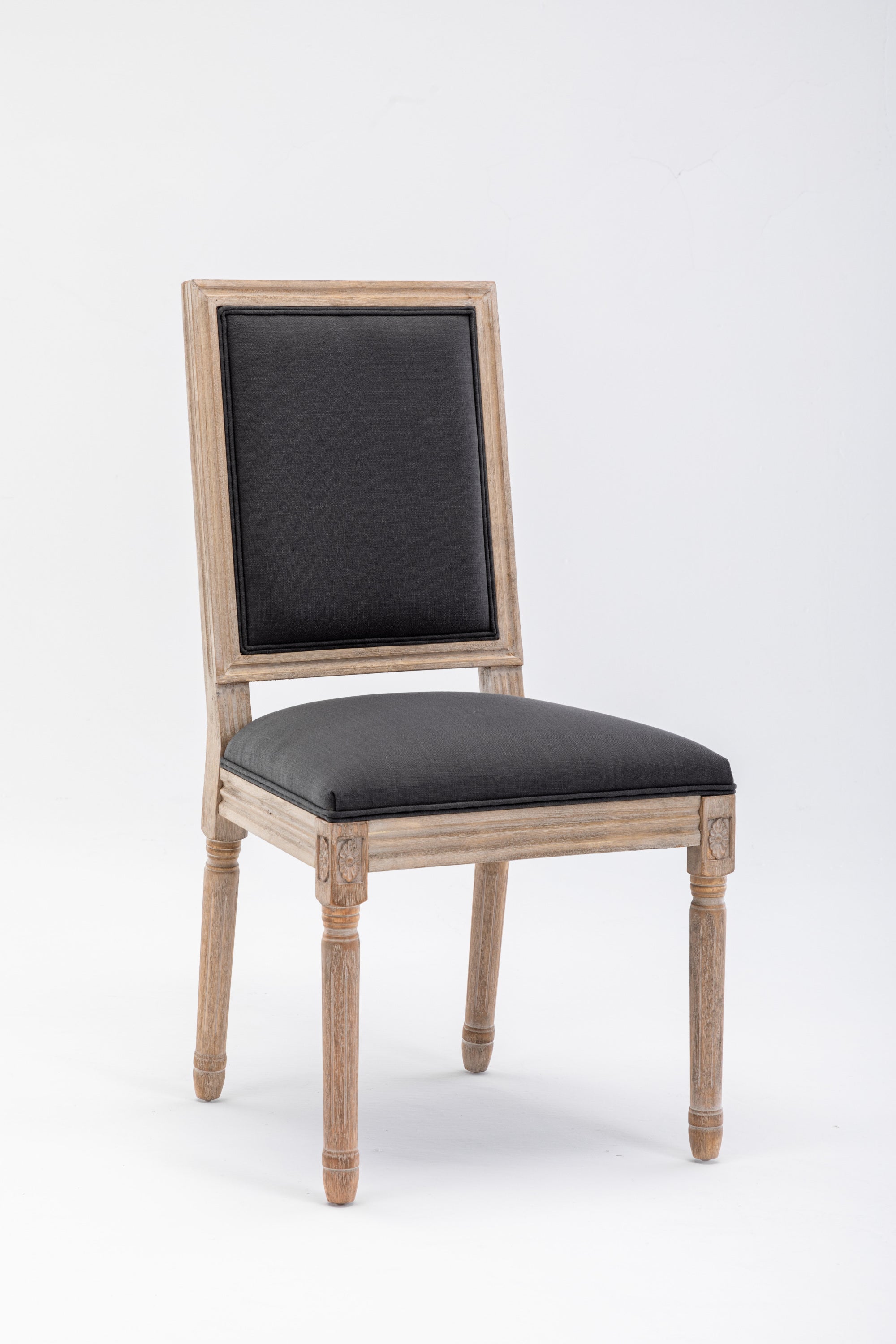 French Style Antique Painting Linen Back Dining Chair (Set of 2) - Grey