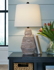 Brick Red/White Table Lamp 