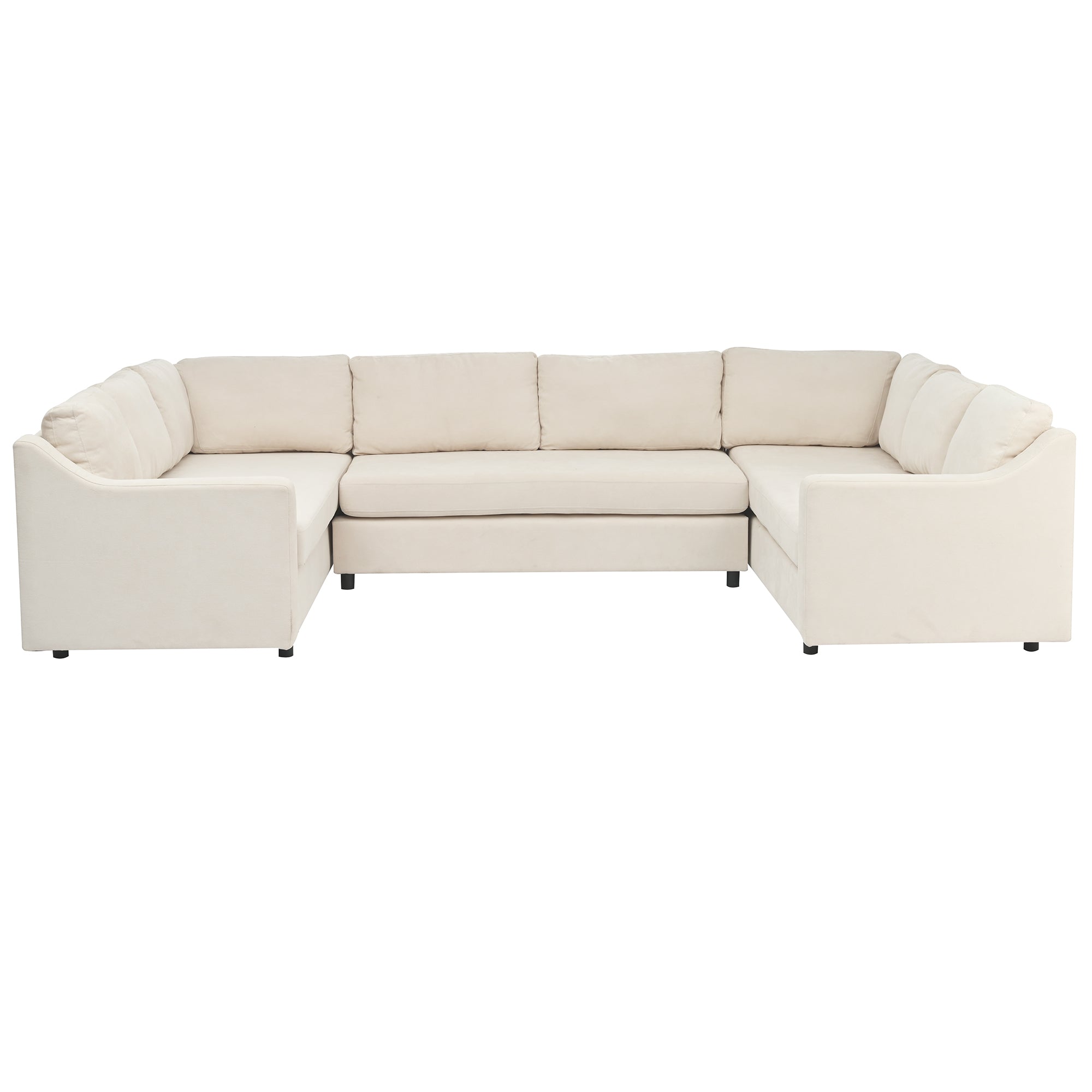 3 Pieces Upholstered U-Shaped Large Sectional Sofa with Thick Seat and Back cushions