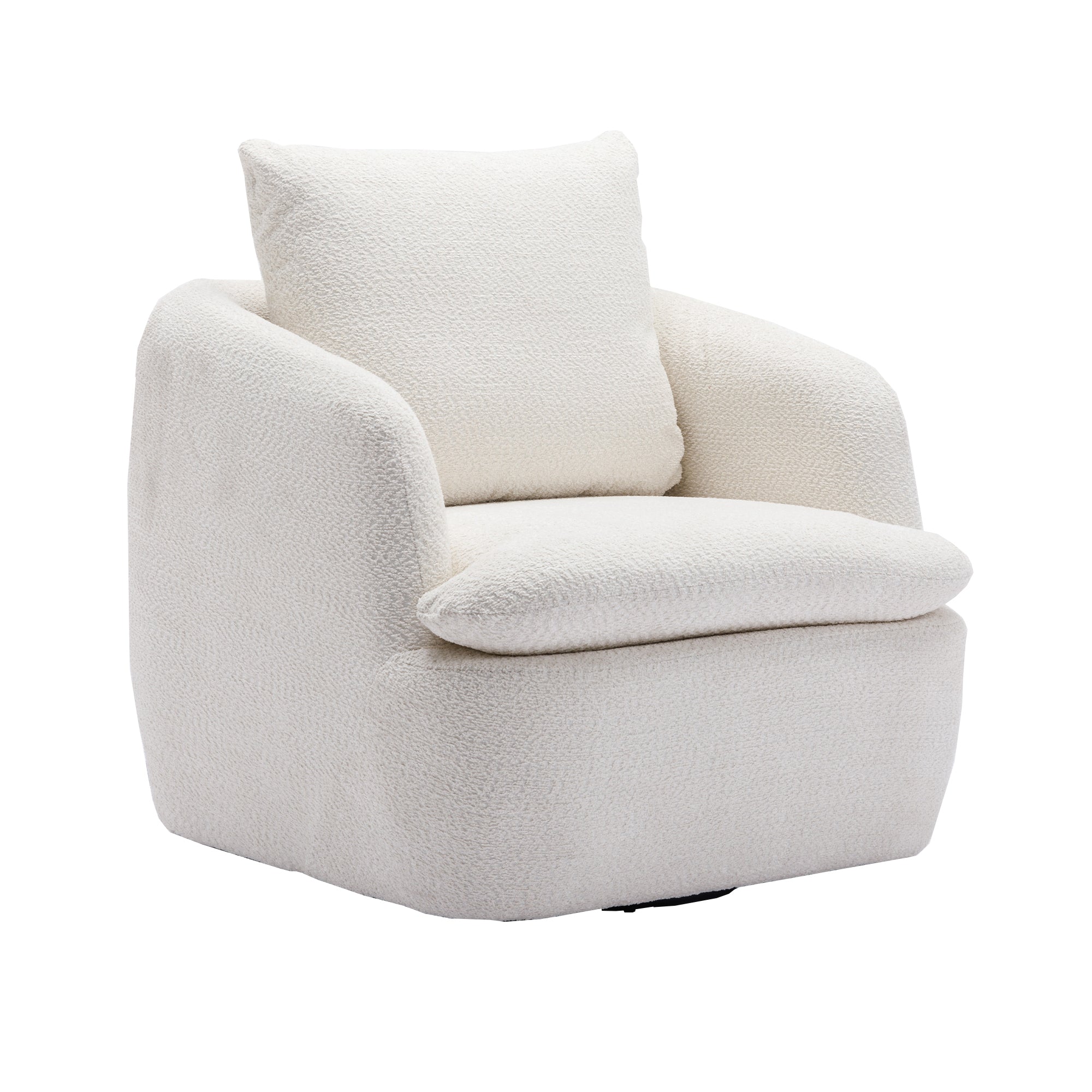 Swivel Barrel Chair, Comfy Round Accent Sofa Chair - Beige