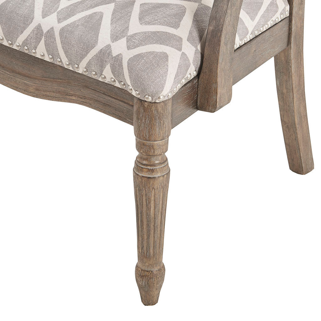 Brentwood Exposed Wood Arm Chair - Brown/ Grey