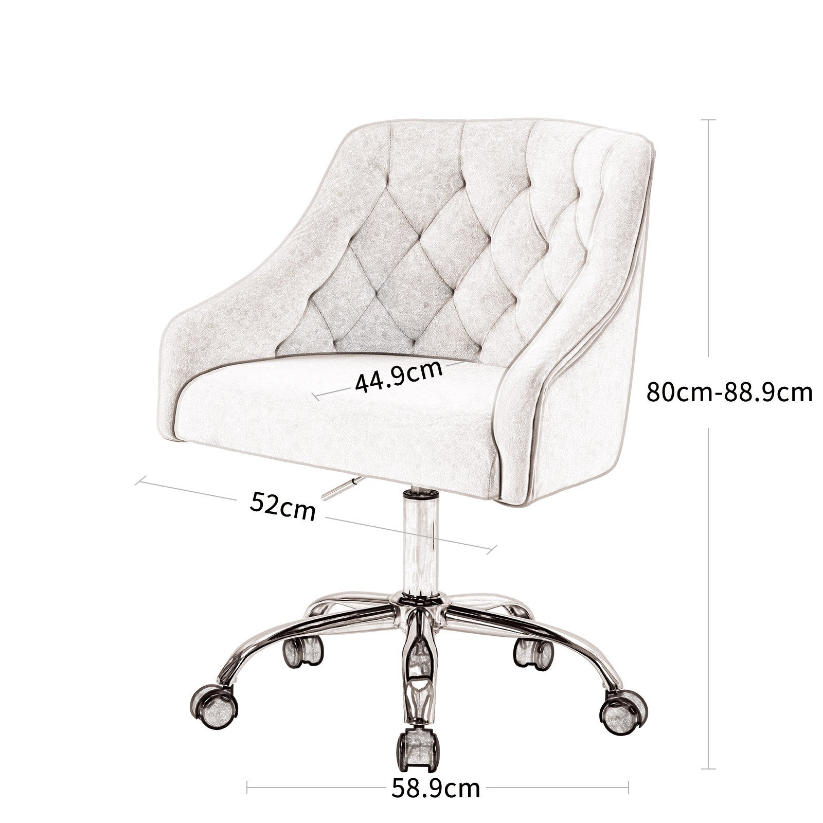 Modern Velvet Swivel Armchair, Office Chair with Soft Seat - White