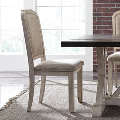 Taupe Upholstered Side Chair (Set of 2) - Traditional, Rustic Grey Beige