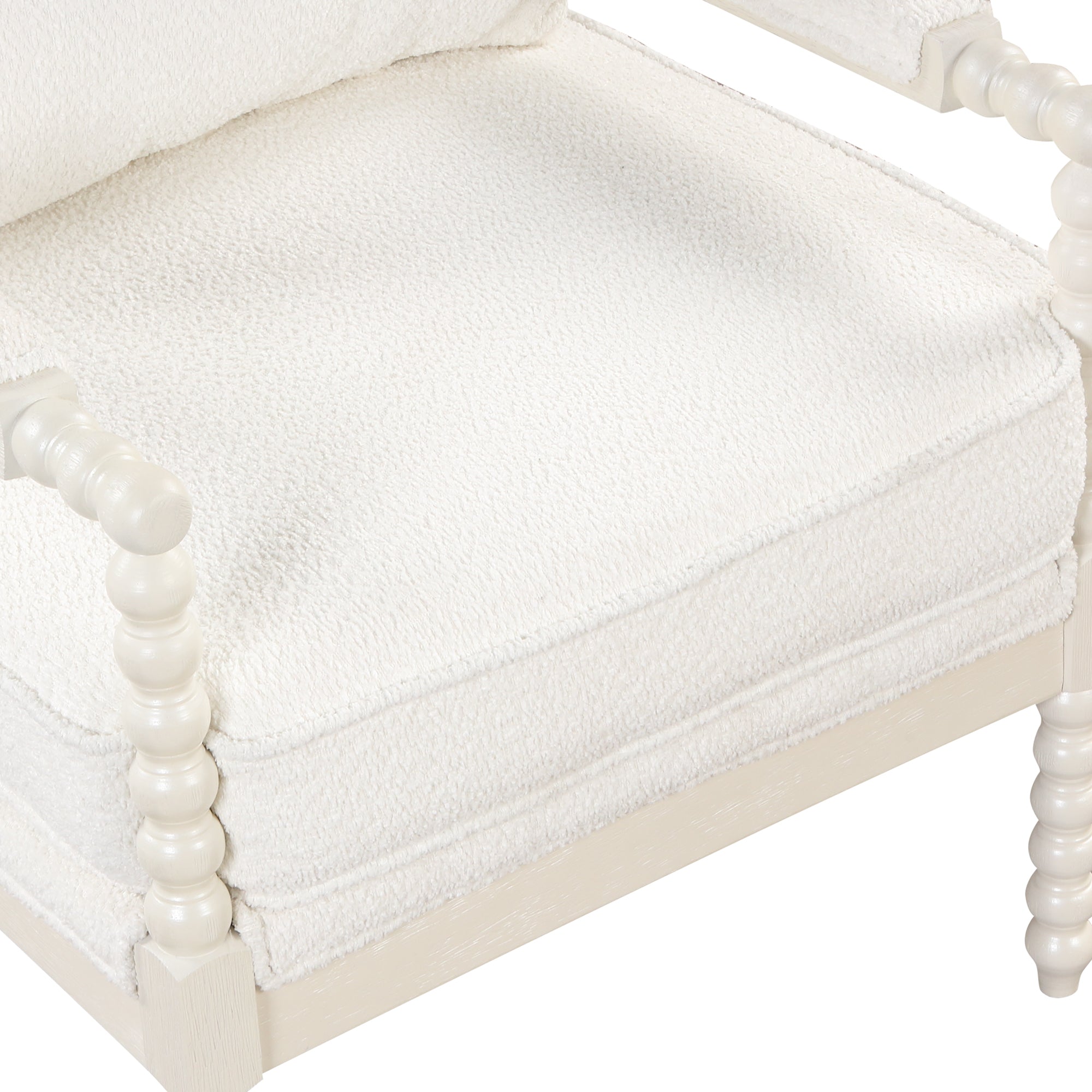 Modern Tufted Velvet Accent Chair with Ottoman - White