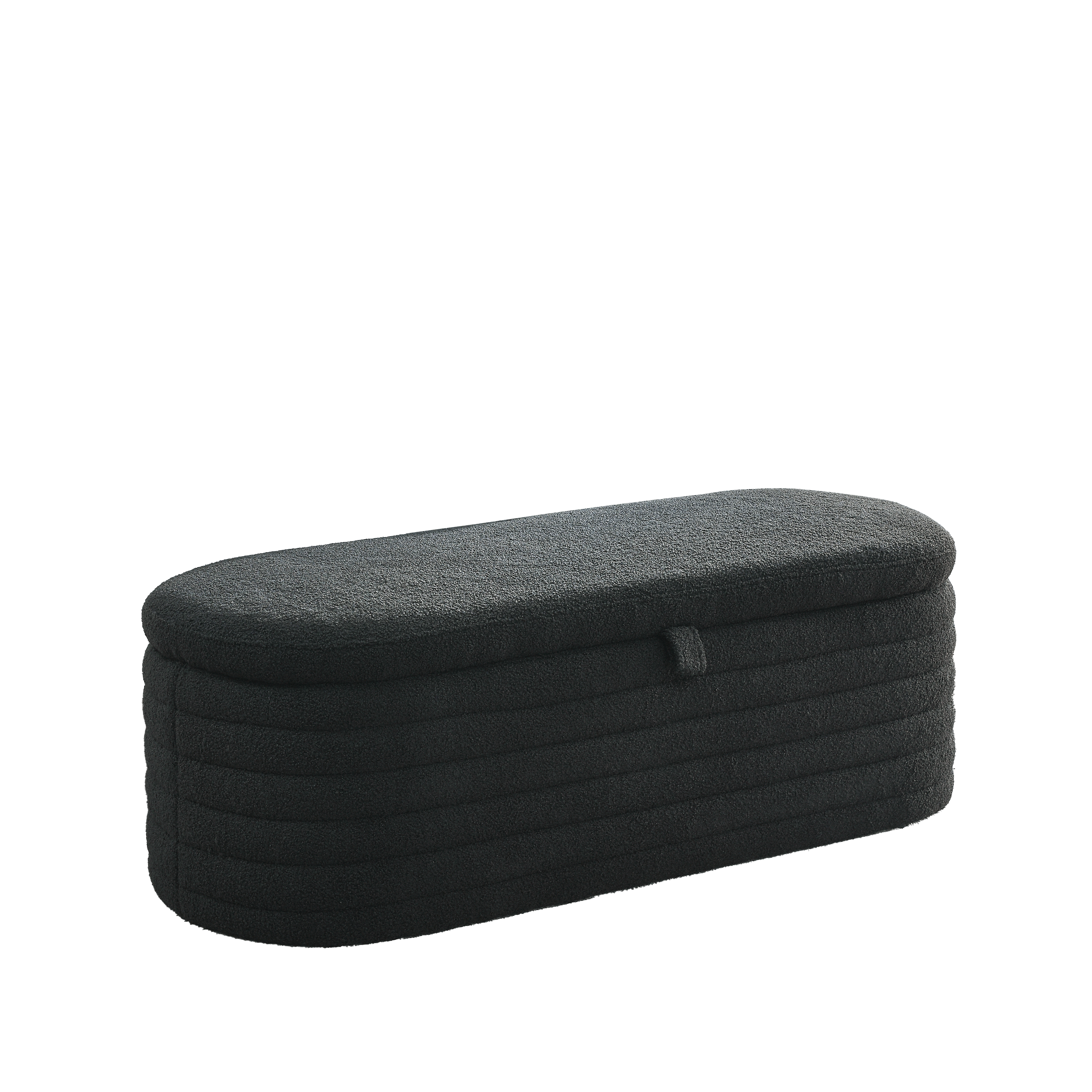 Storage Ottoman Bench Upholstered Fabric Storage - Black teddy