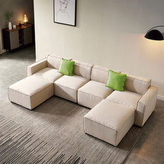 Modular U Shape Sectional Fabric Sofa - Beige