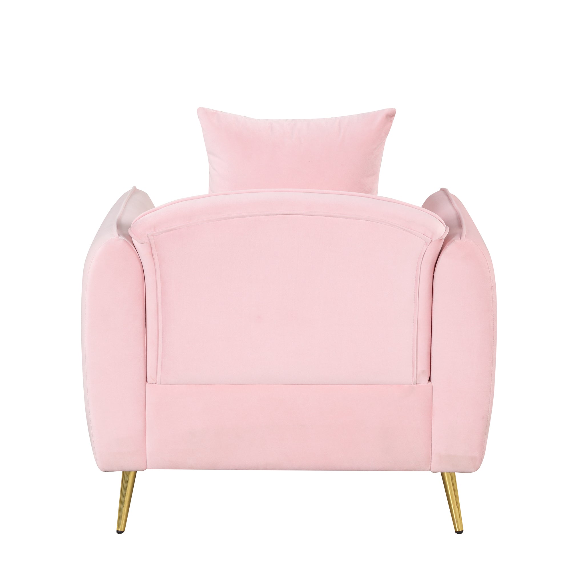 Ottoman Fabric Single Sofa Foot Rest & Pillow Pink