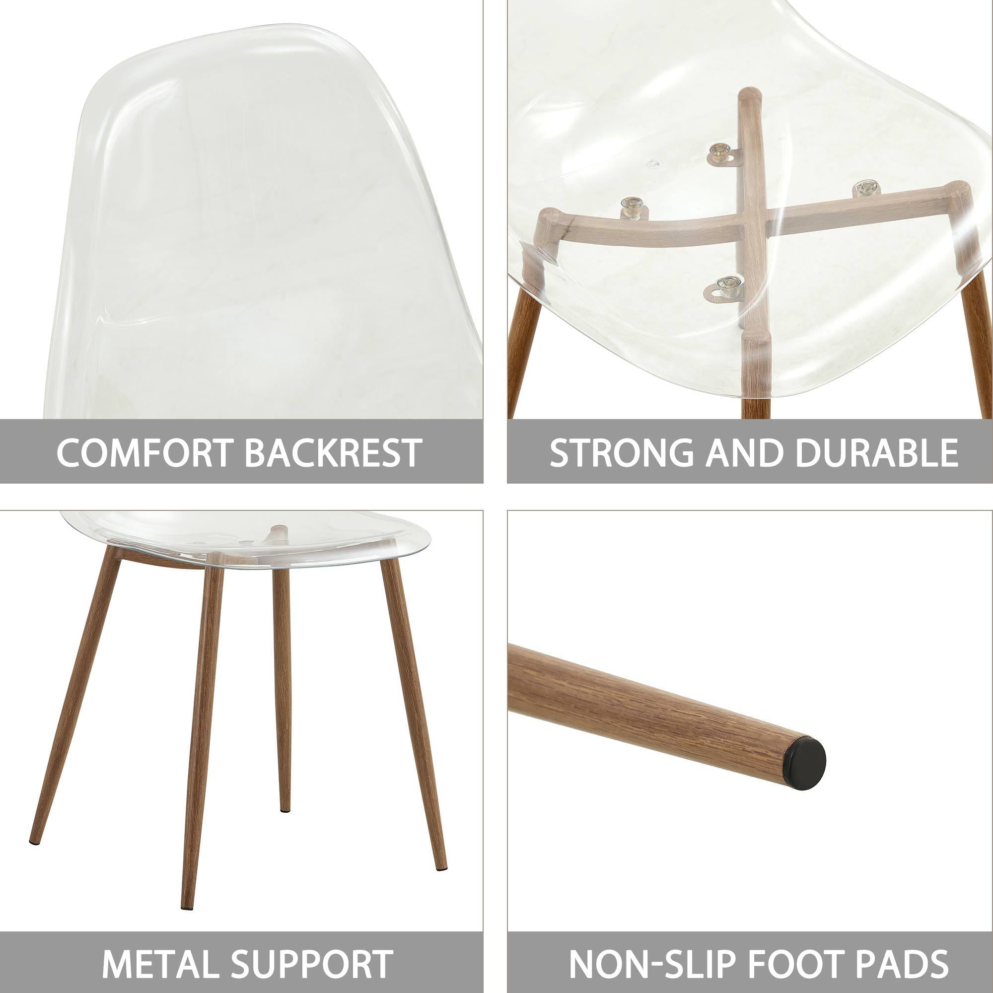 Modern Simple Transparent Dining Chair (Set of 4) - Transparent