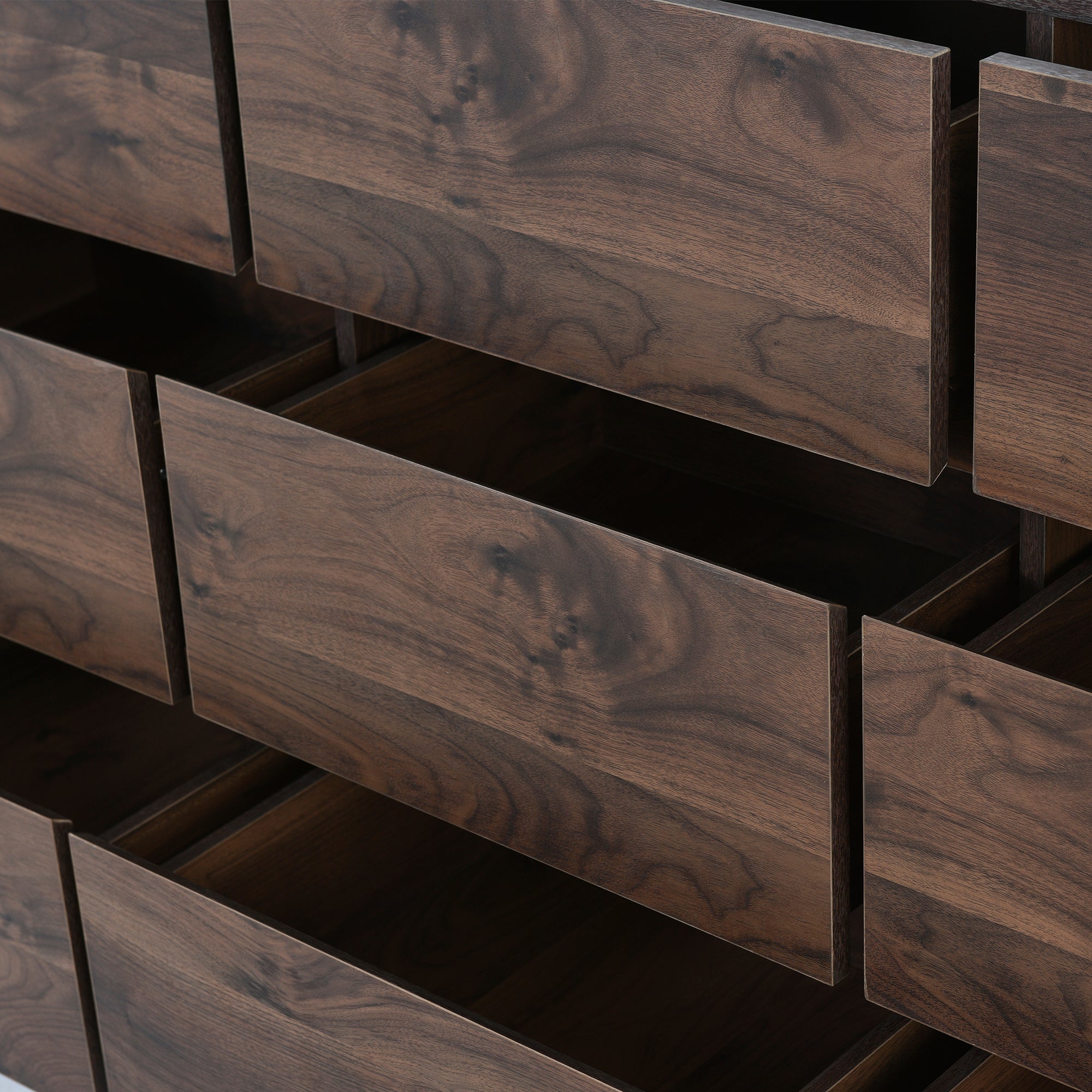 Mid-Century Modern 9 Drawers Dresser - Dark Brown