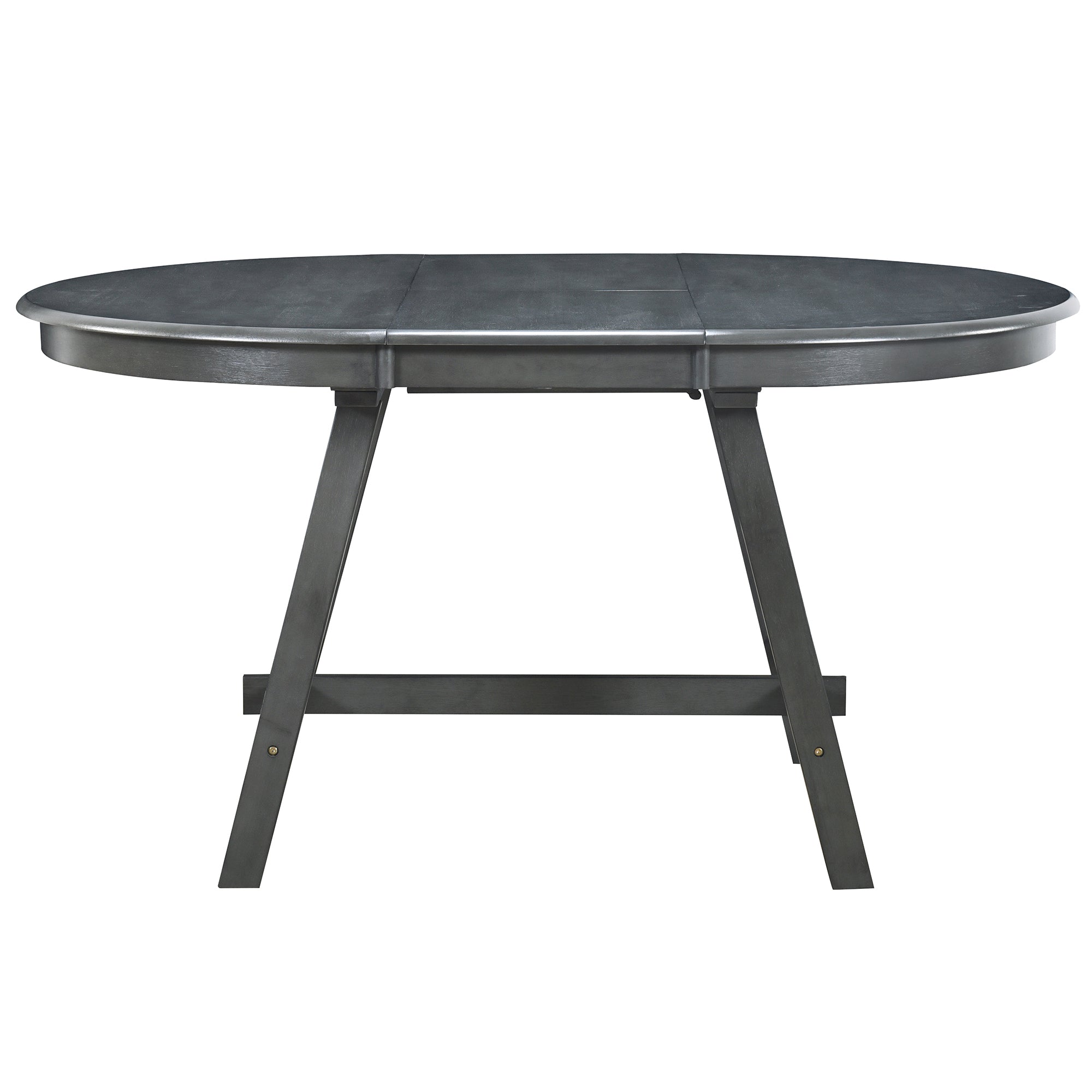 5-Piece Wood Dining Set Round Extendable Table with 4 Dining Chairs - Gray