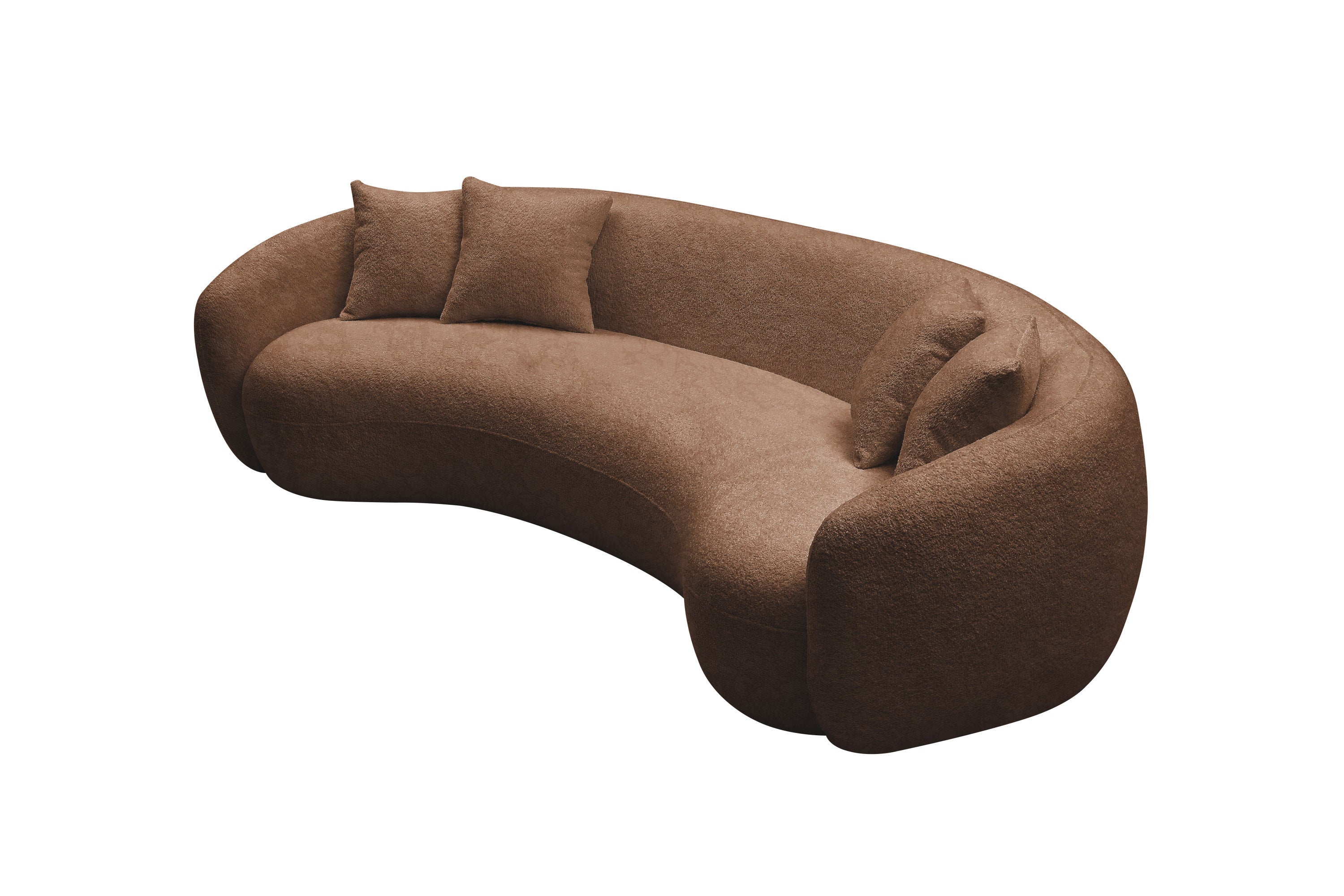 102'' 5-Seater Boucle Sofa Modern Sectional Half Moon Leisure Couch Curved Sofa - Teddy Fleece Brown