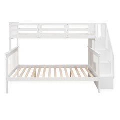 Stairway Twin-Over-Full Bunk Bed - White color