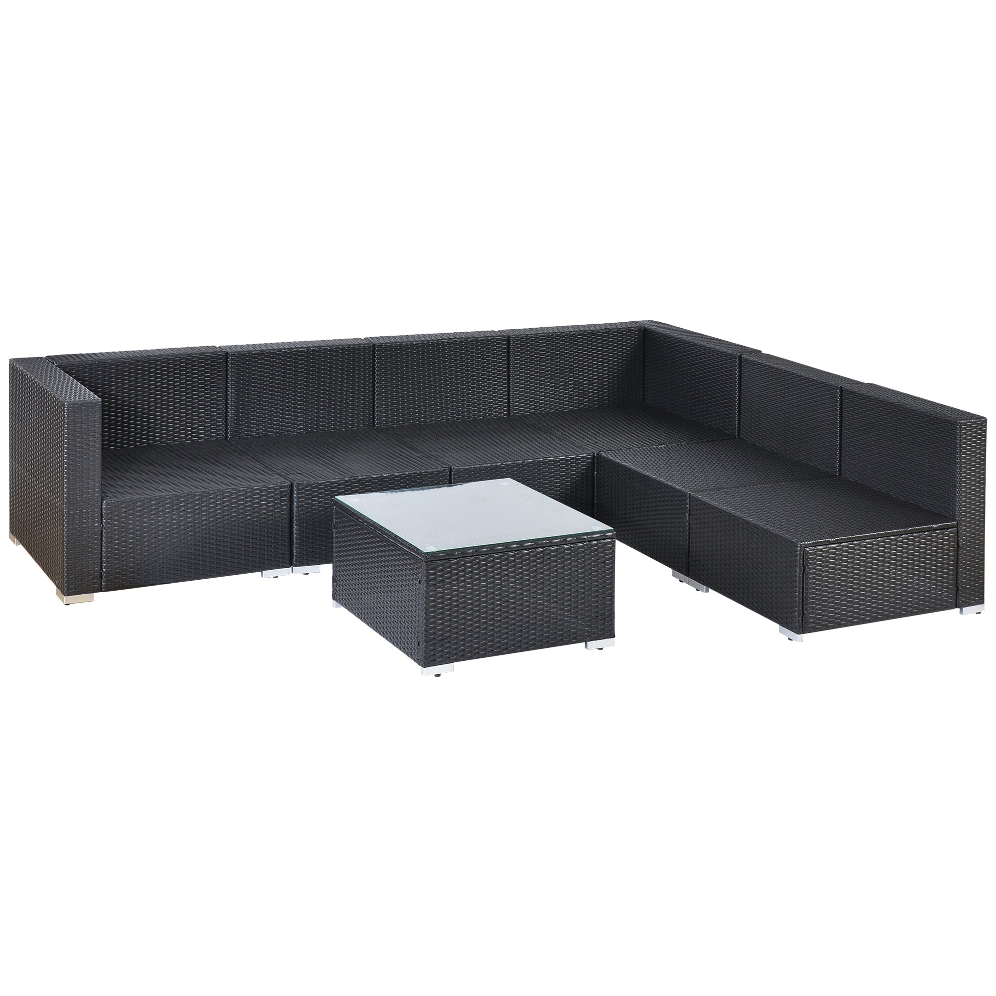 MAICOSY 7-Piece Outdoor Patio Furniture, PE Rattan Sectional Sofa Porch Decor