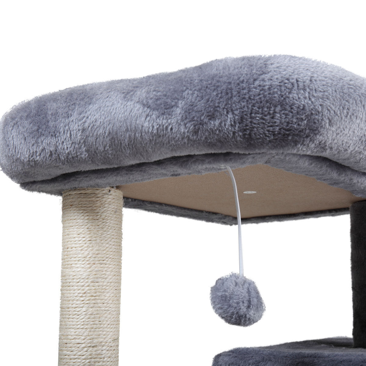 Double-layer Cat Tree with Cat house and Ladder - Light gray