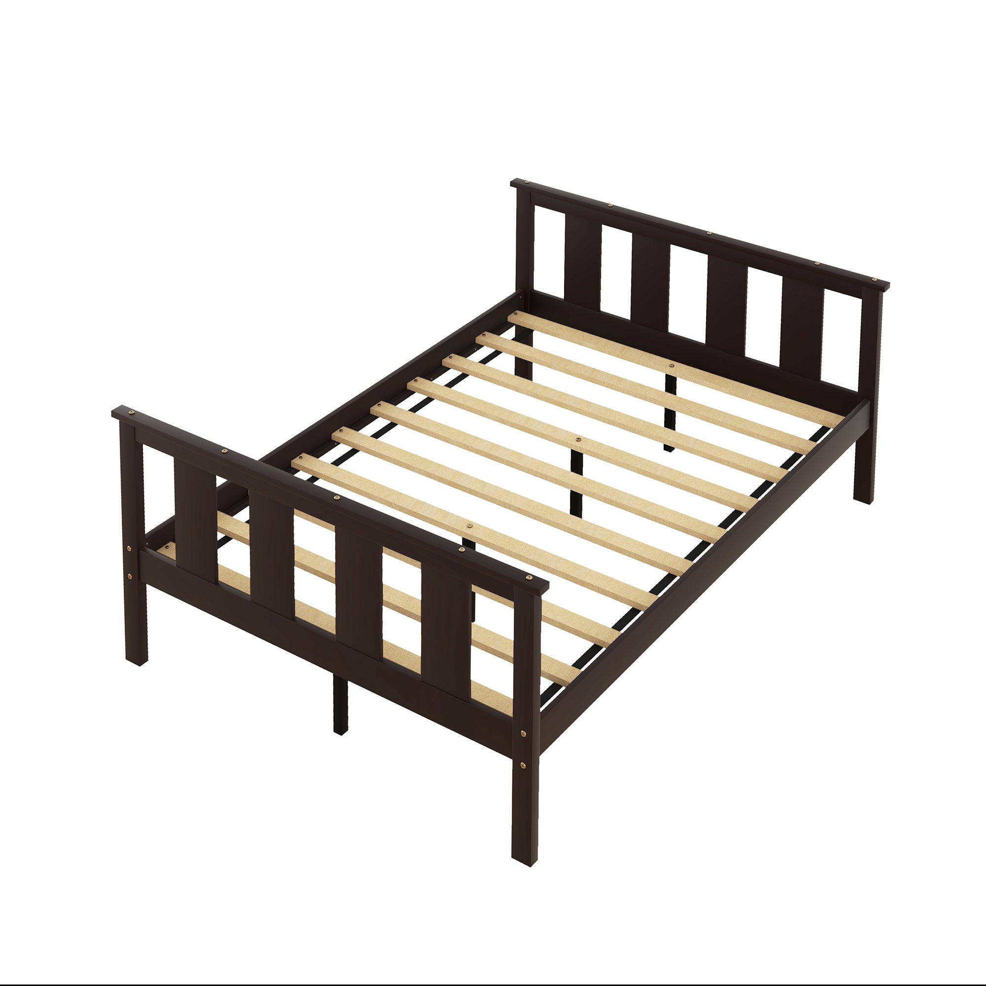 Wood Platform Full Size Bed Frame with Headboard and Footboard - Espresso